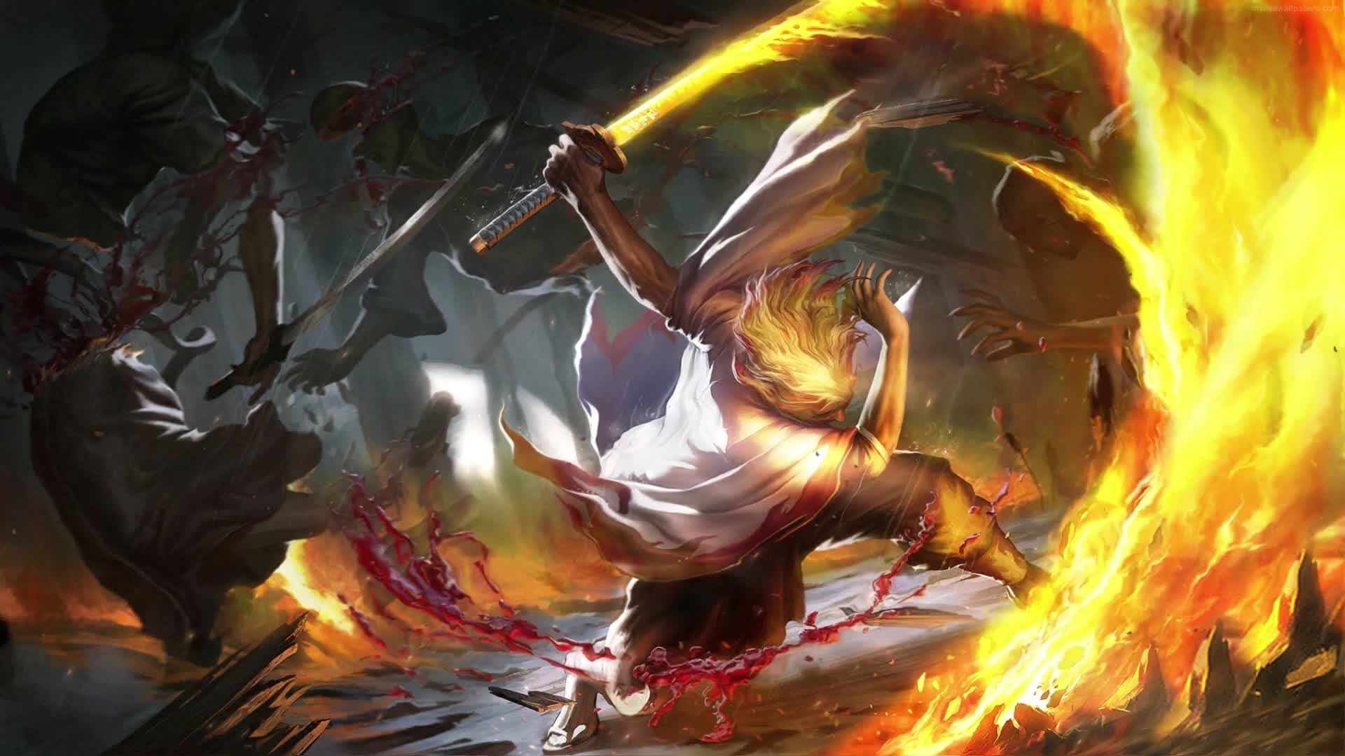 PC Kyojuro Rengoku Rampage Live Wallpaper Free