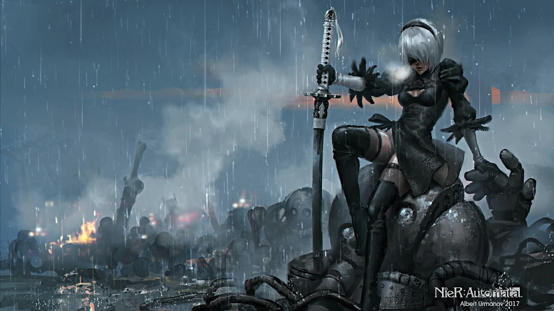 PC  Rain Nier Automata Live Wallpaper Free