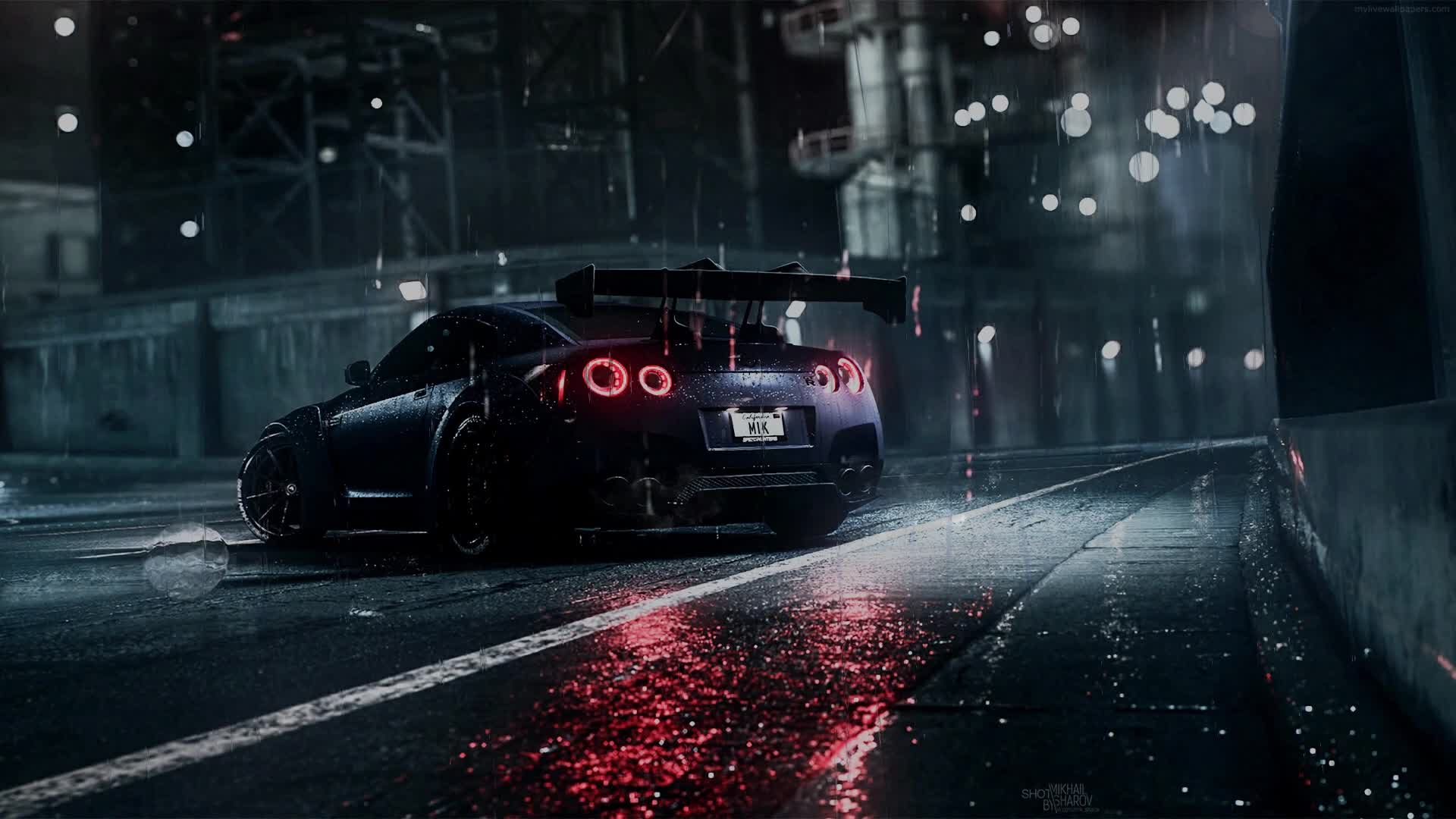 PC  Nissan GTR Rain Live Wallpaper Free
