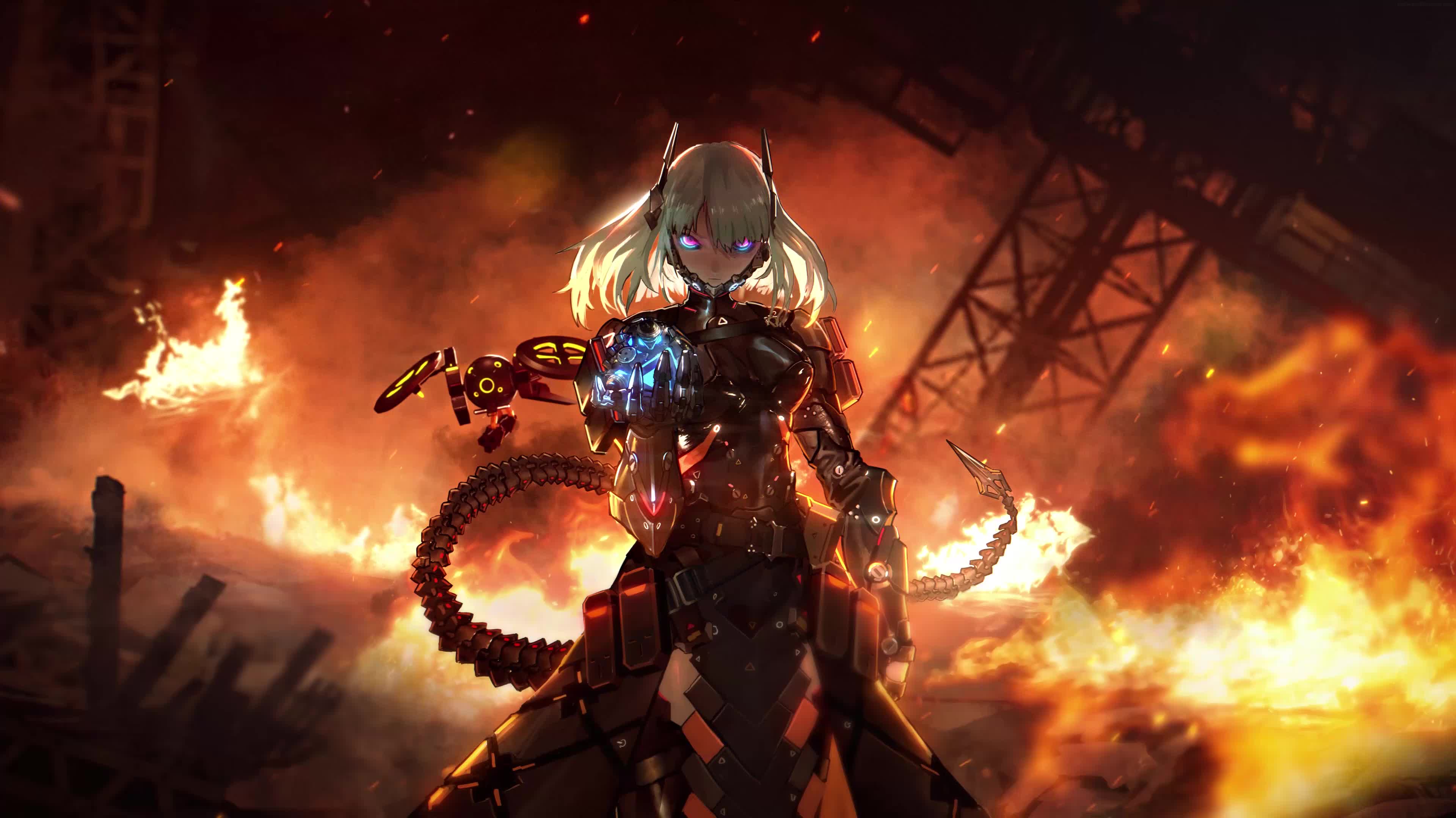 PC Anime Cyborg Girl 4K Live Wallpaper Free