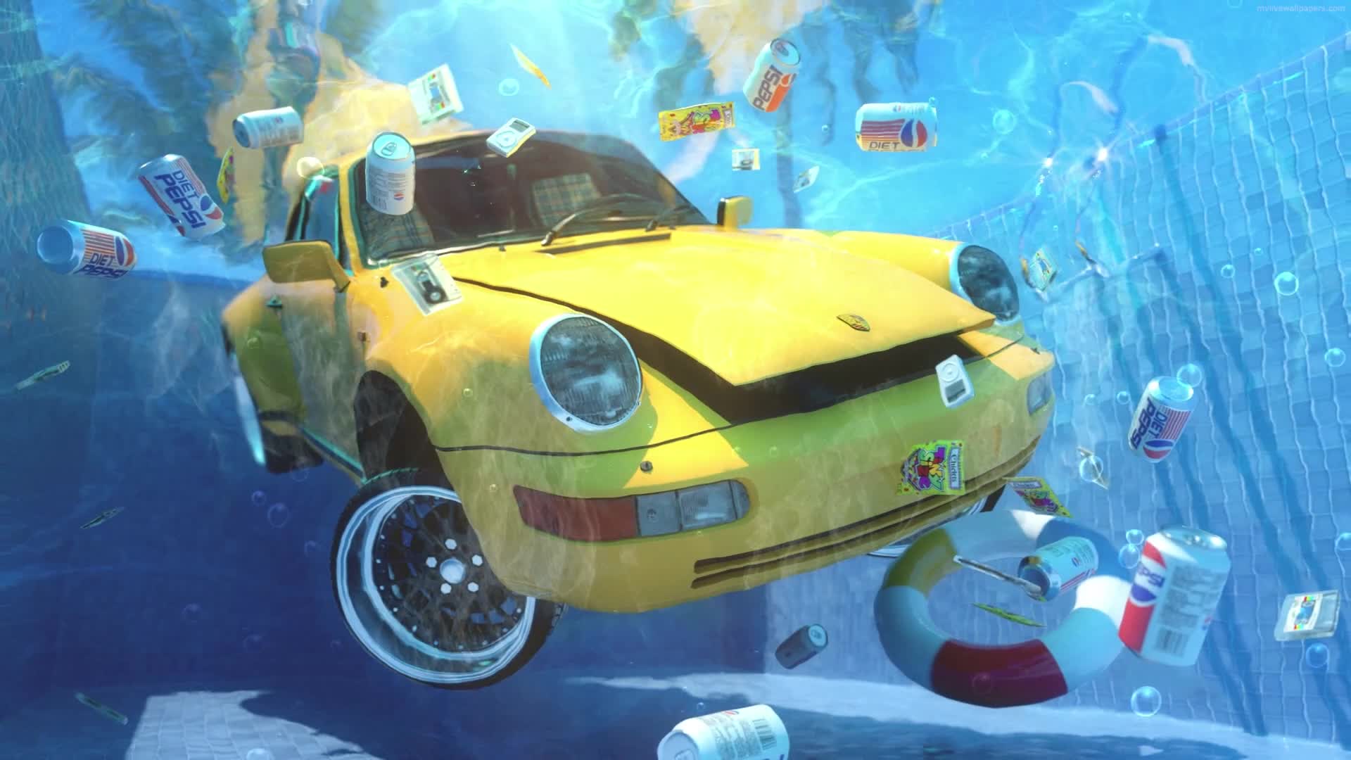 PC Car In Swimming Pool Live Wallpaper Free