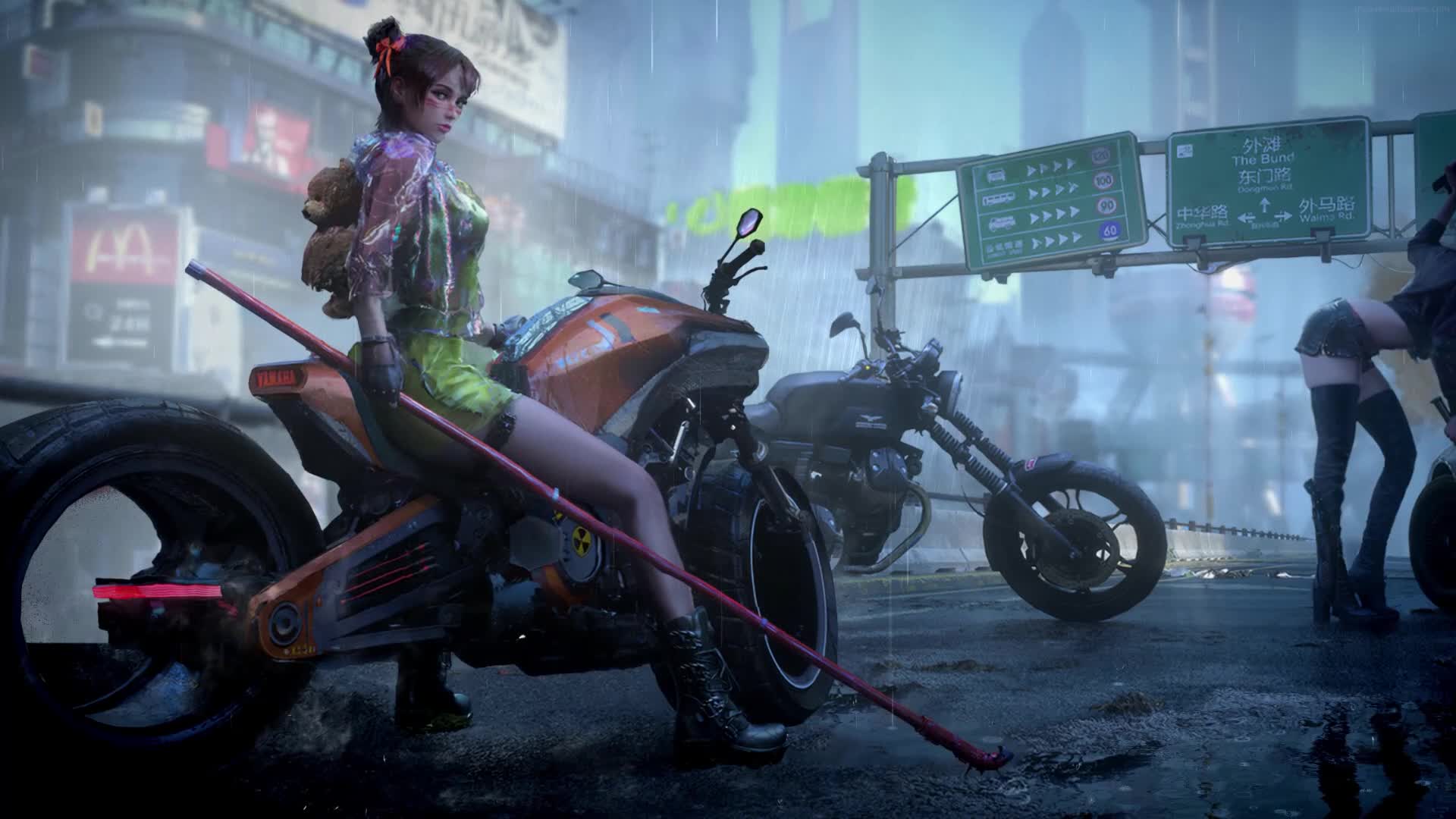 PC Futuristic Biker Girls Live Wallpaper Free