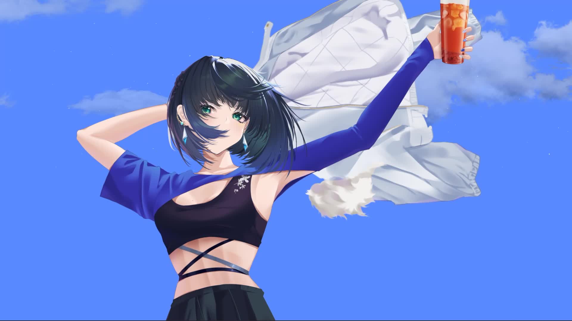 PC Girl With Ice Tea Anime Live Wallpaper