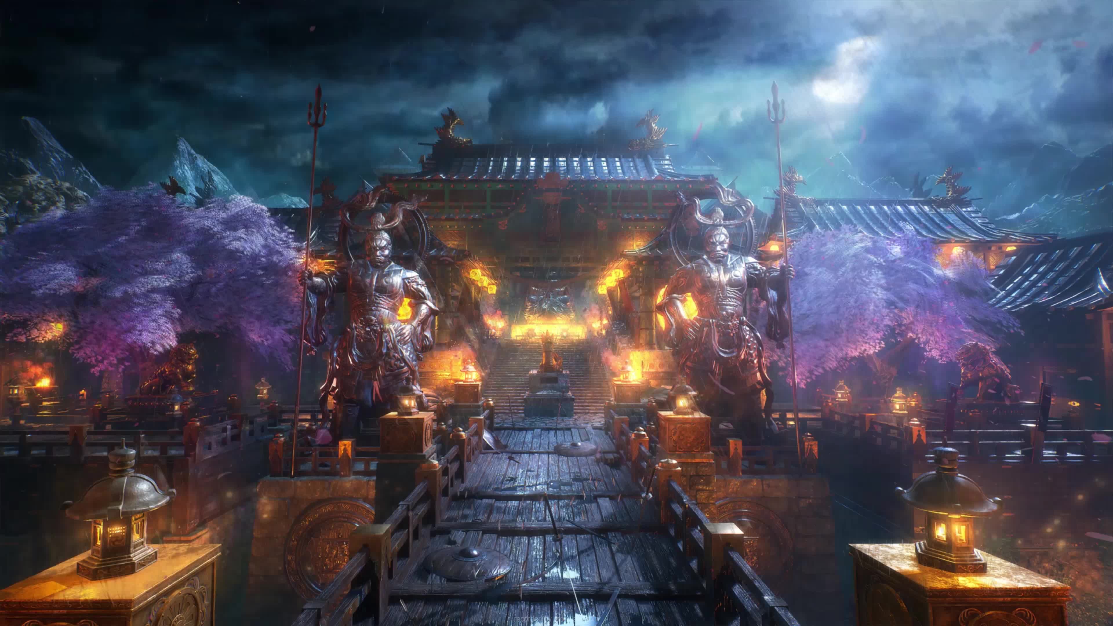 4K Rain In Buddhist Temple Live Wallpaper For PC