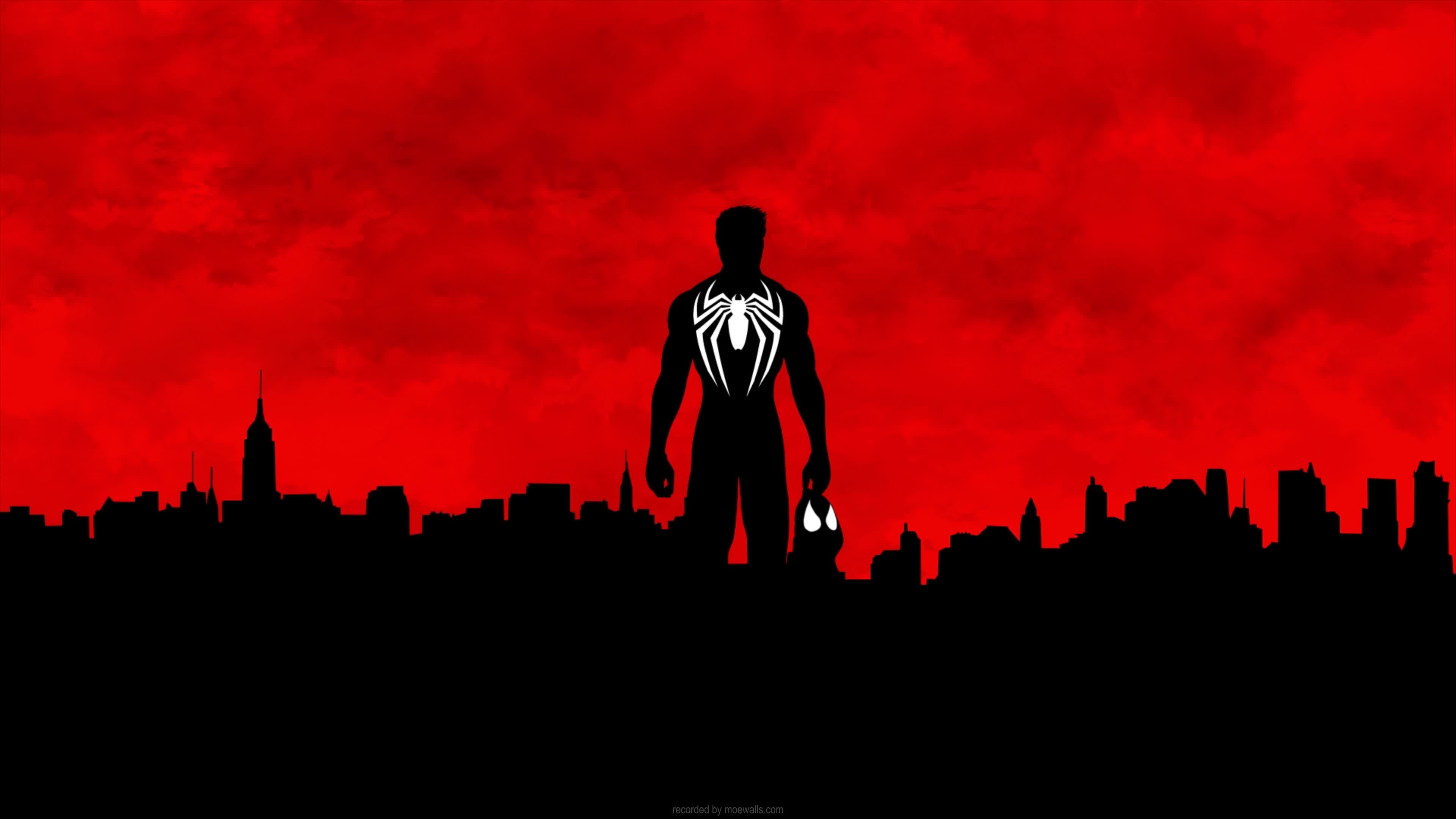 4K Spiderman Silhouette Building Live Wallpaper For PC