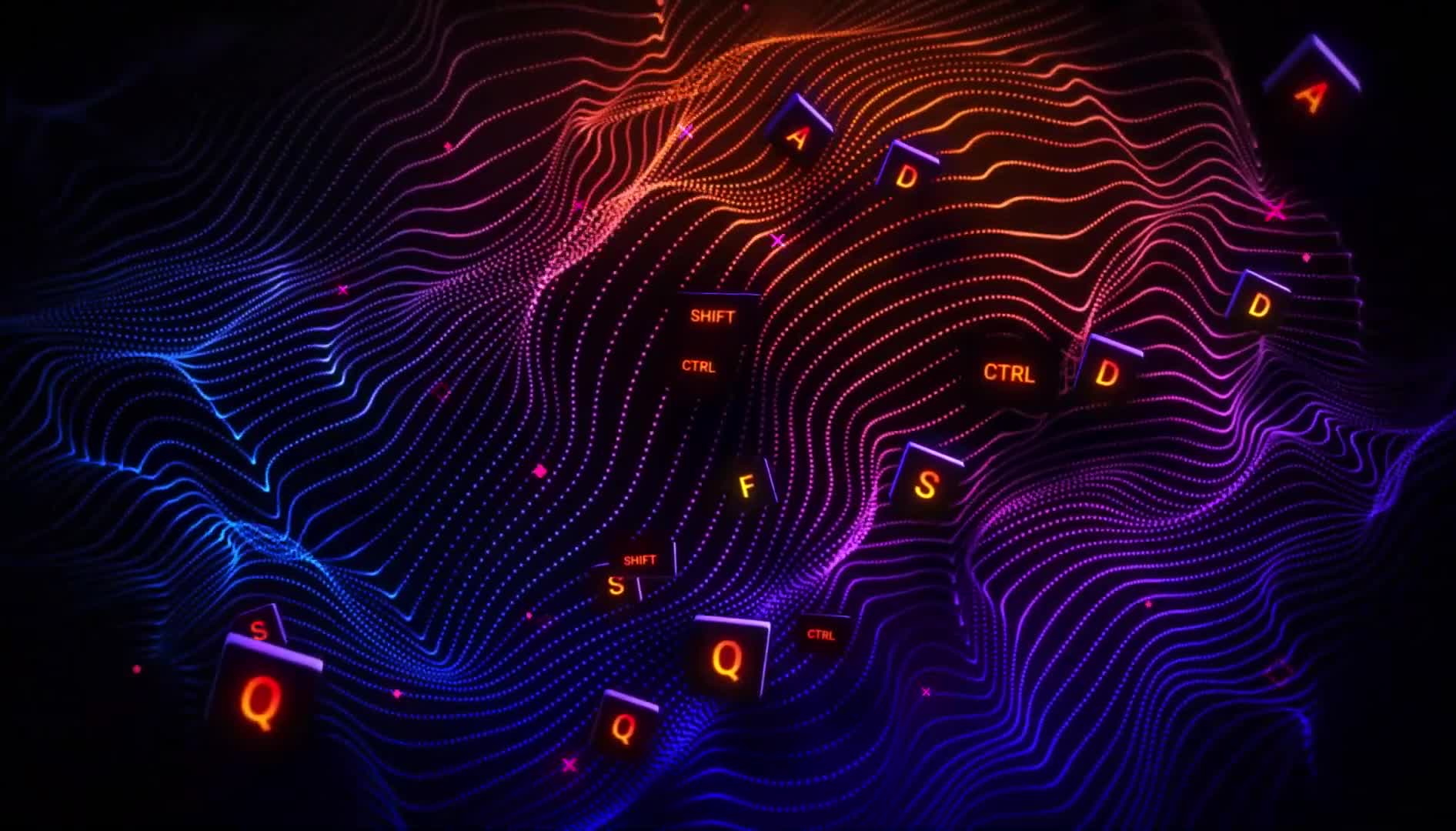 Orange Neon Keyboard Keys Live Wallpaper