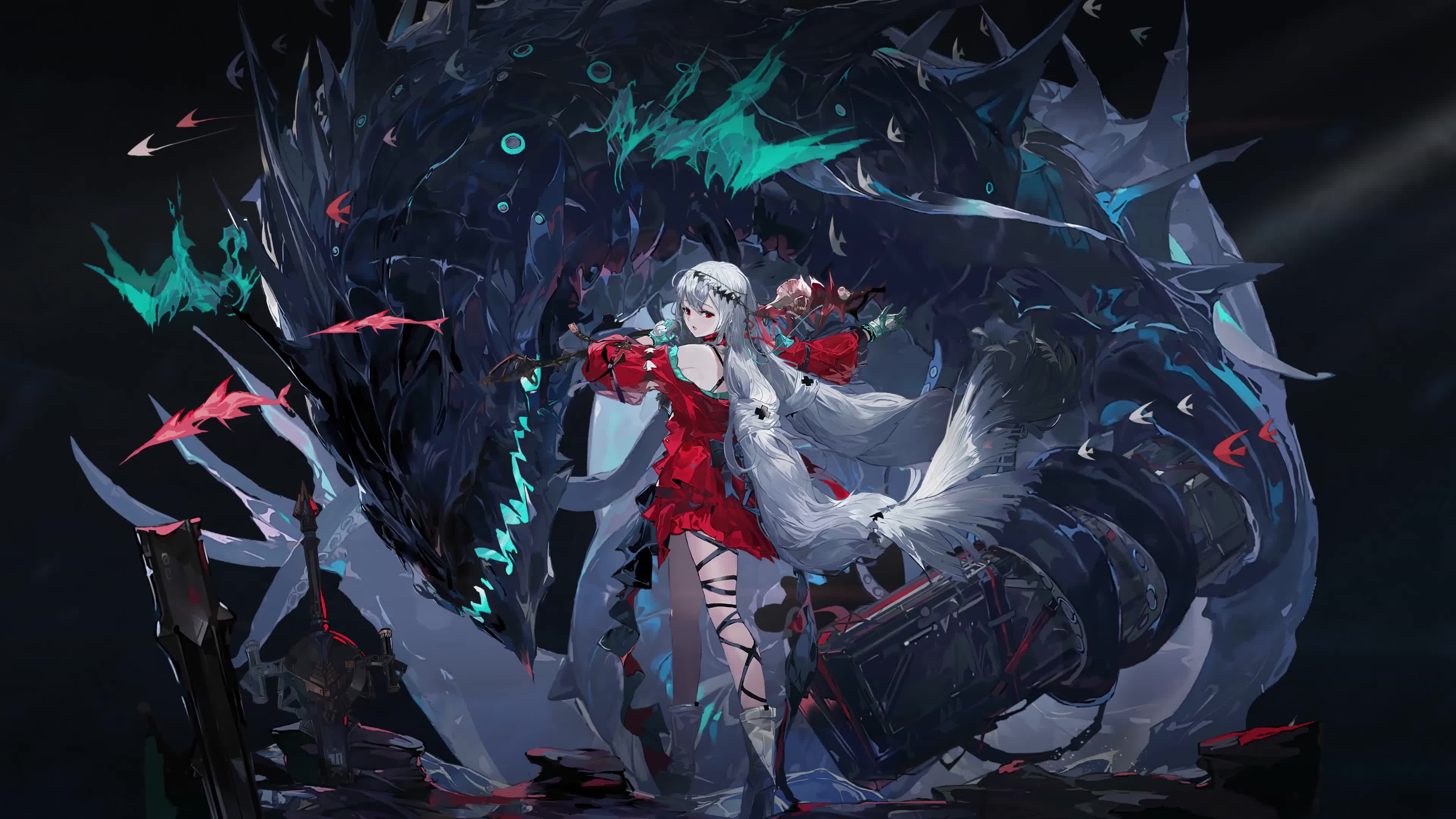 PC HD Skadi the Corrupting Heart Arknights Live Anime Wallpaper