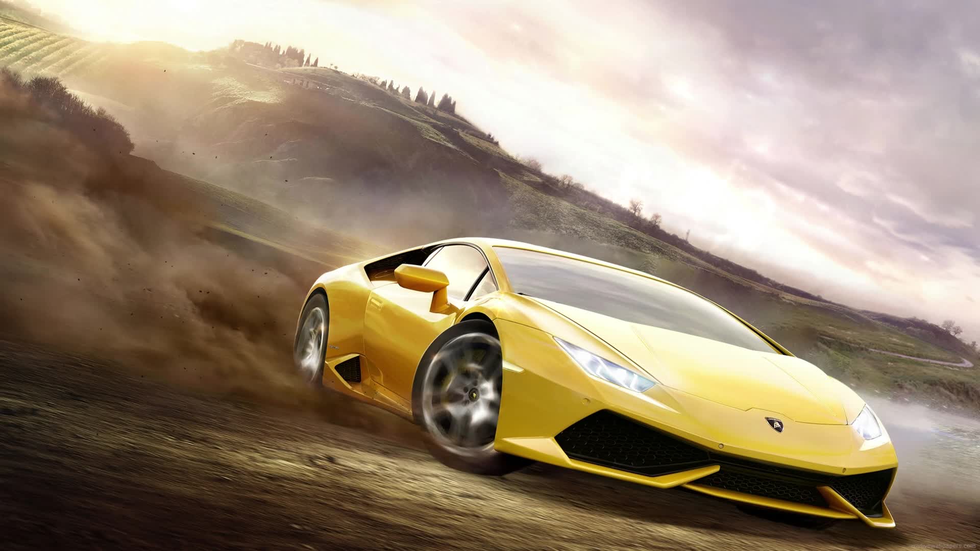 PC Desktop Yellow Lamborghin Drift Live Wallpaper