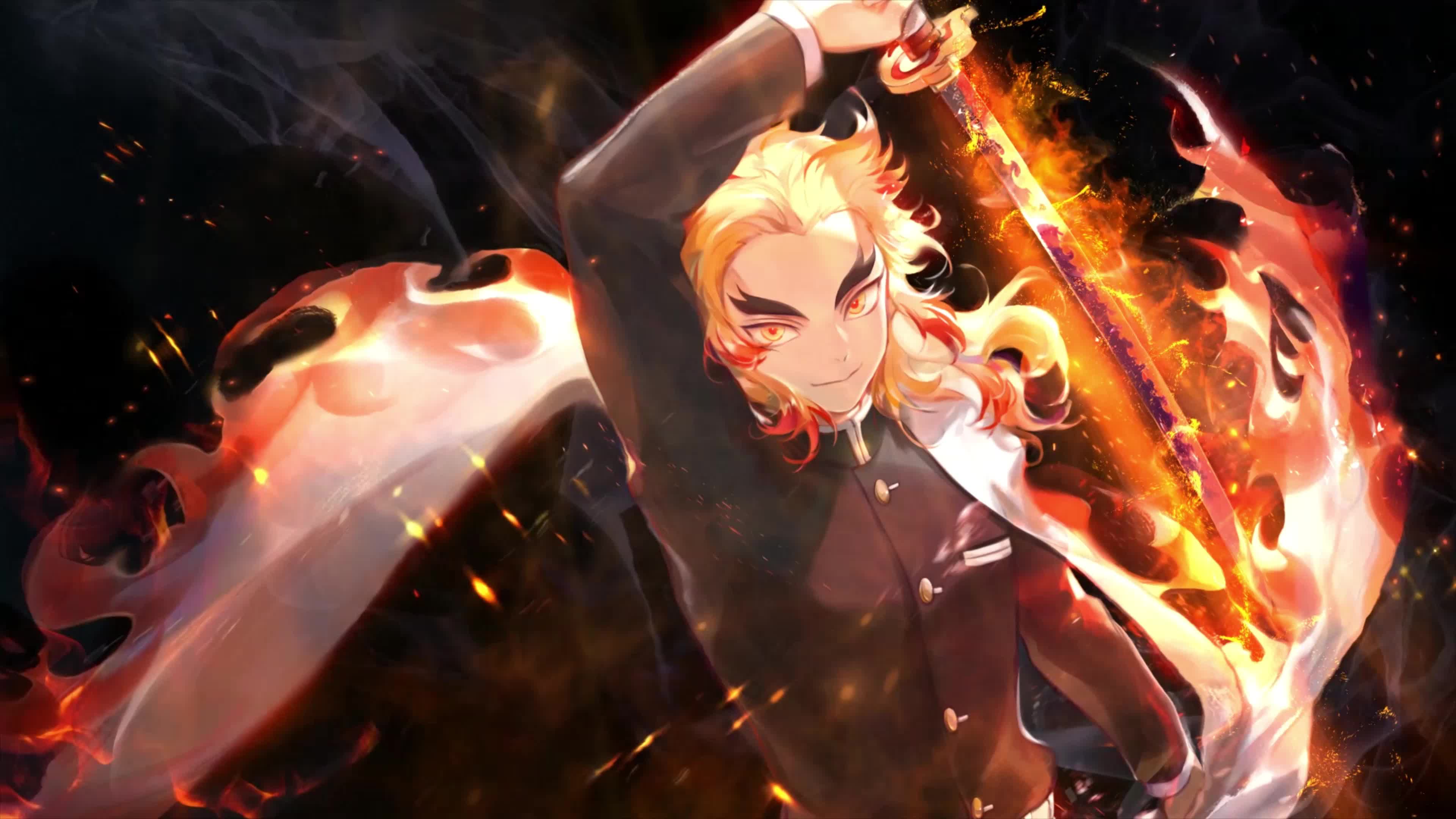 PC Desktop Kyoujurou Rengoku Flame Pillar Kimetsu No Yaiba 4k Live Wallpaper