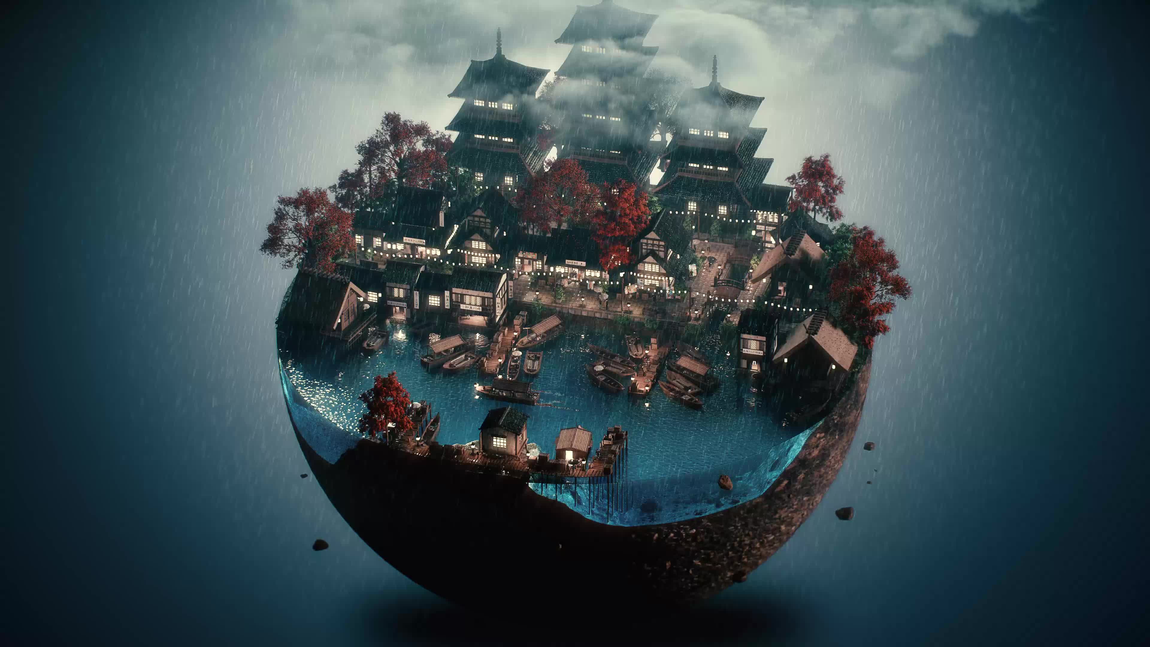 PC Desktop Late Afternoon Drizzle 4k Live Wallpaper