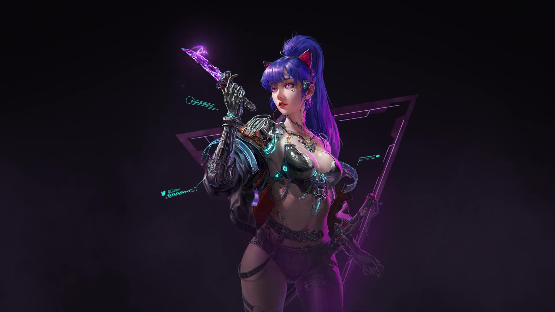 PC Desktop Cyberpunk Girl Character Animation 1 Live Wallpaper