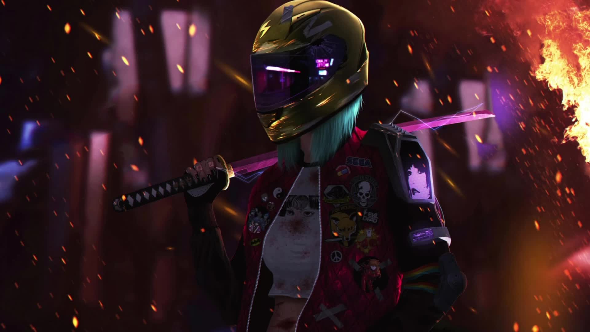 PC Desktop Cyberpunk Biker Girl Desktop Live Wallpaper