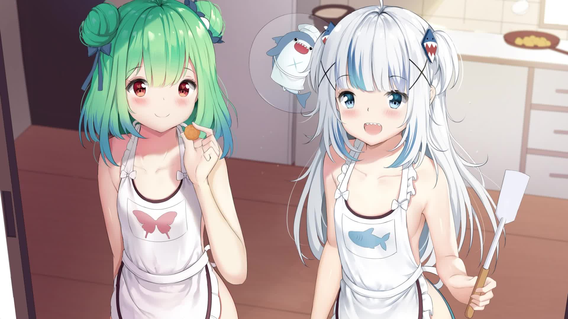 PC Desktop Gawr Gura And Uruha Rushia Virtual Youtuber Desktop Live Wallpaper