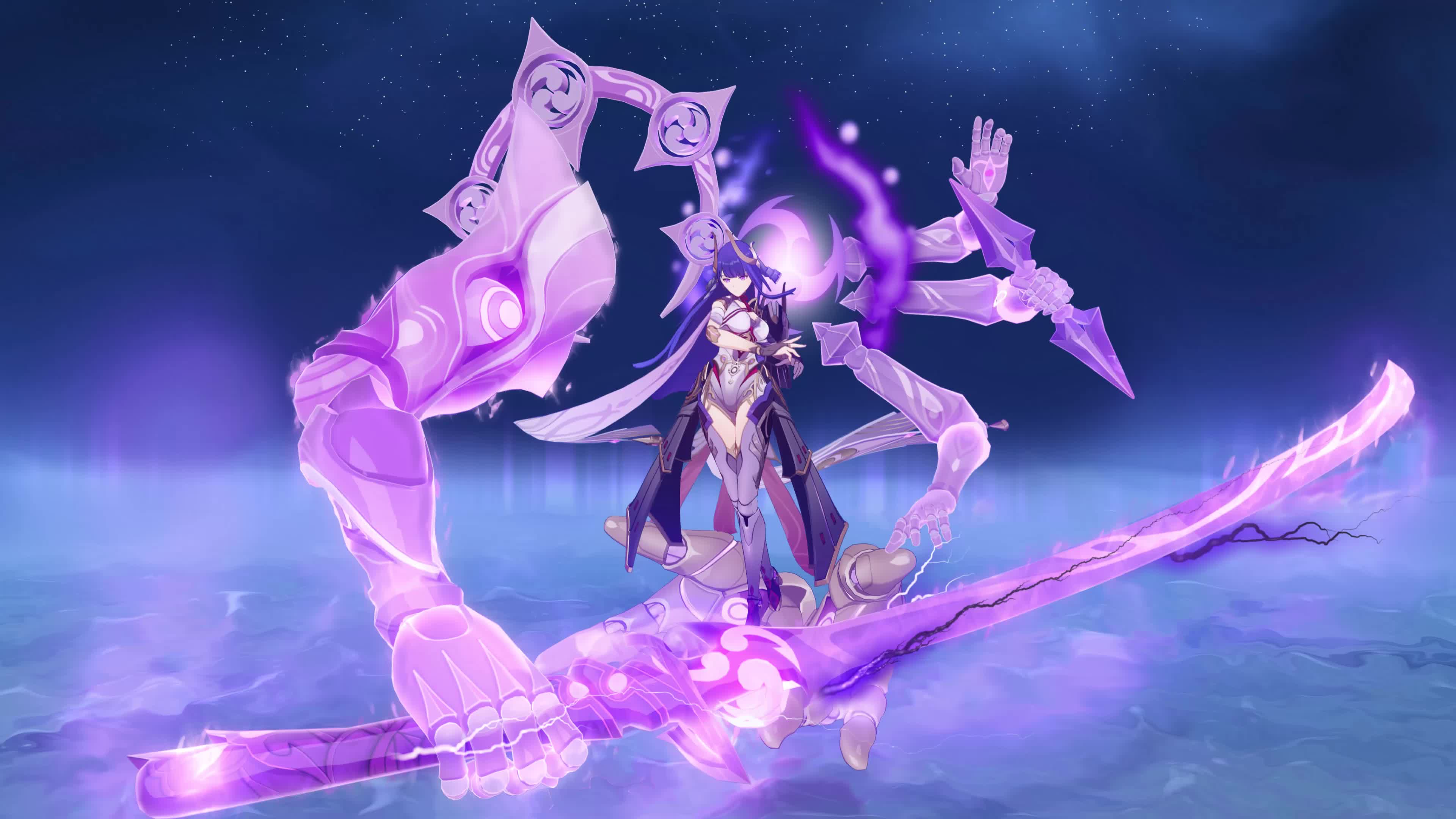 PC Desktop Raiden Shogun Magatsu Mitake Narukami No Mikoto Genshin Impact Cybust PC Desktop 4k Live Wallpaper