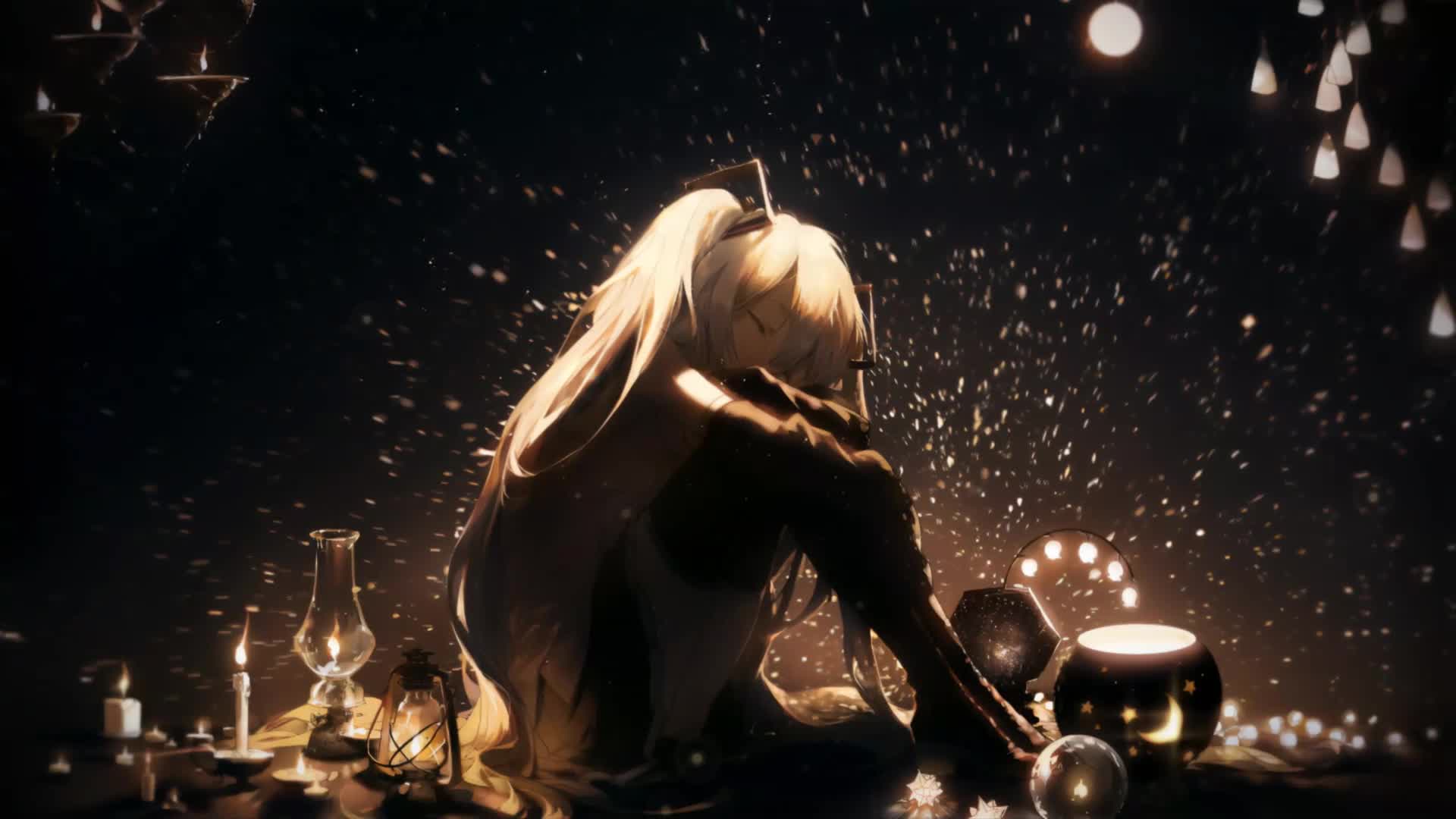 PC Desktop Hatsune Miku Sleeping Sitting Down 1080p Live Wallpaper