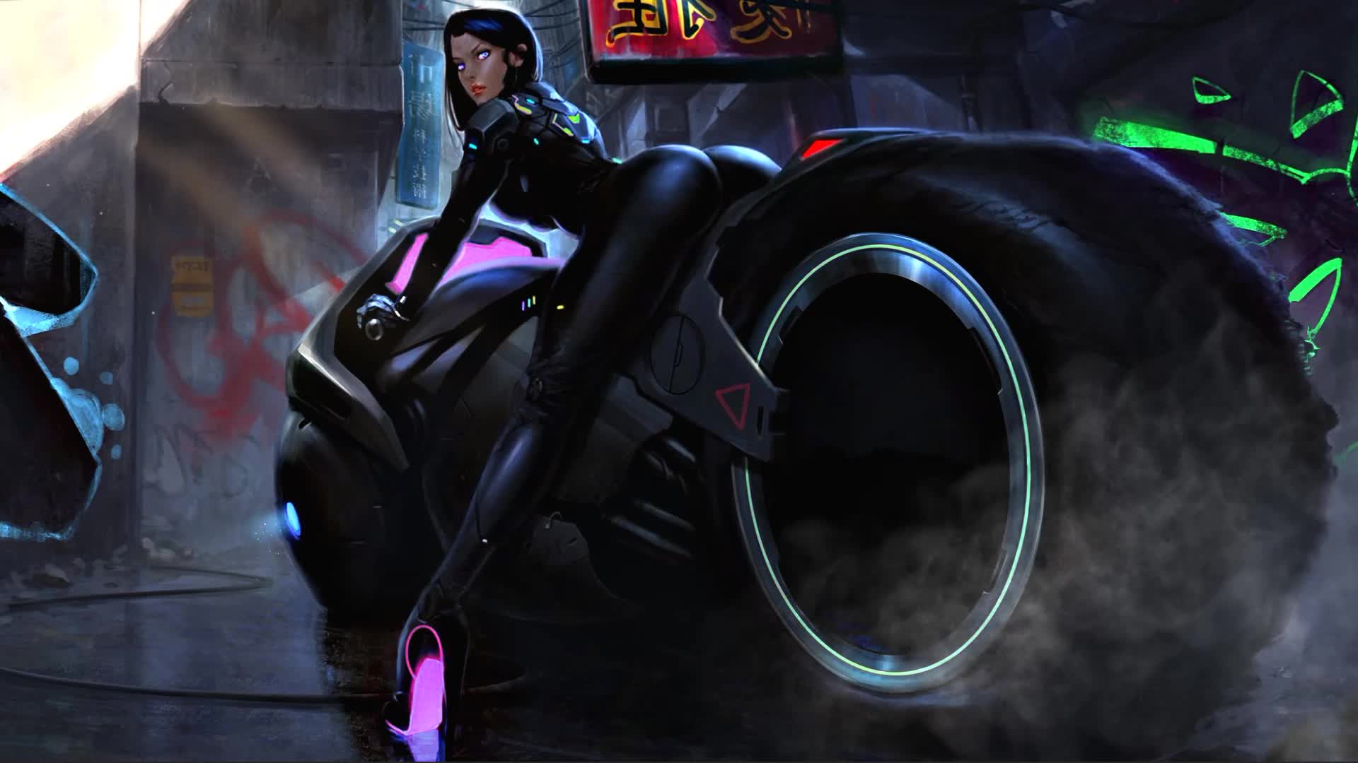 Burnout Cyberpunk Motorcycle Live Wallpaper