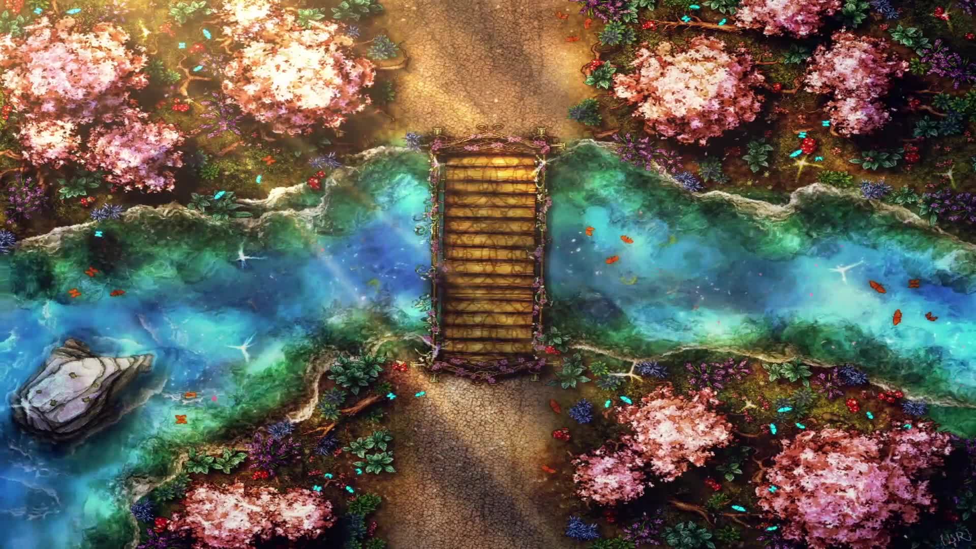 PC The Bridge On Cherry Blossom Lane Desktop Live Wallpaper