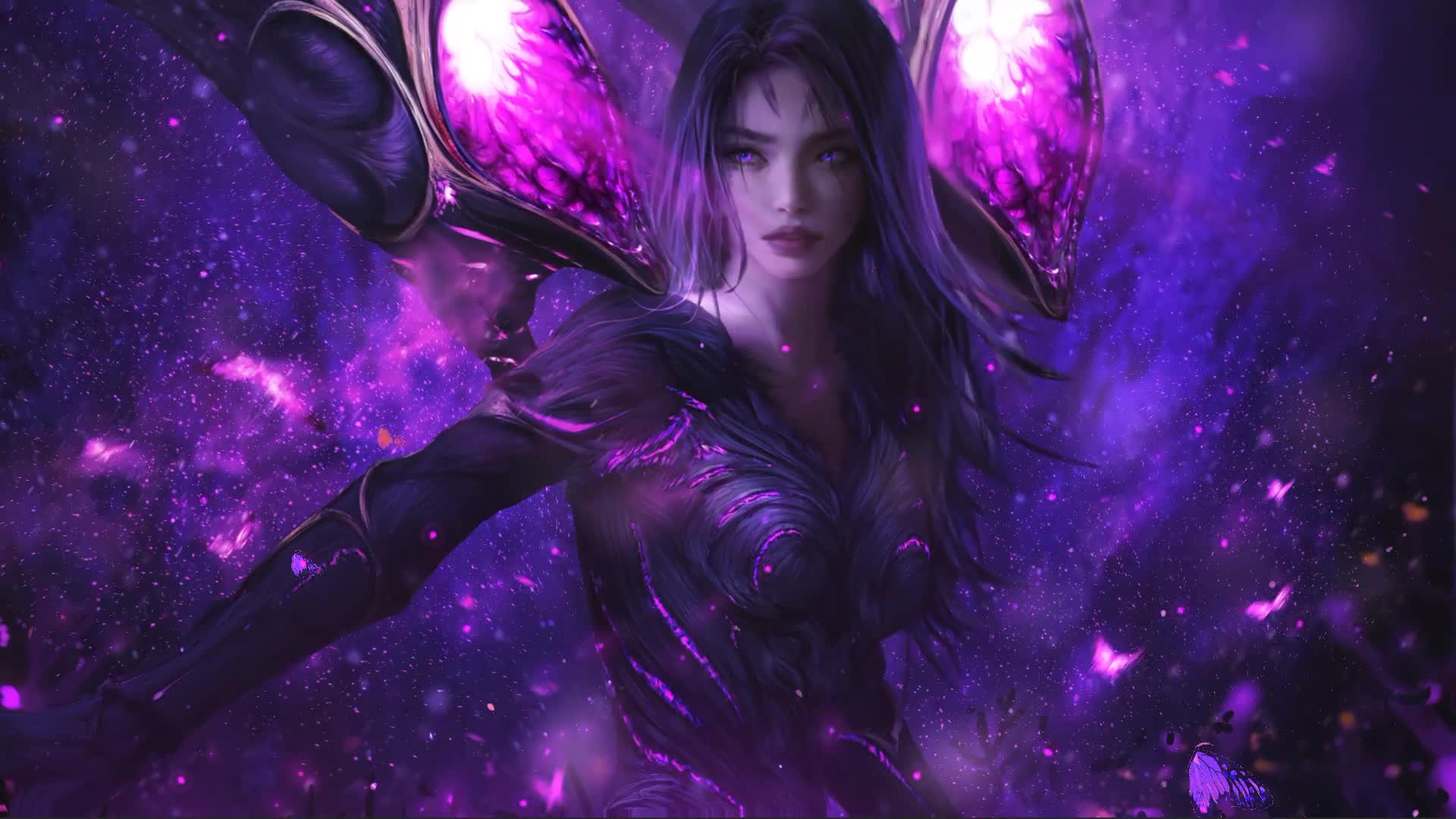 Kaisa Purple Butterflies Lol Live Wallpaper For Pc