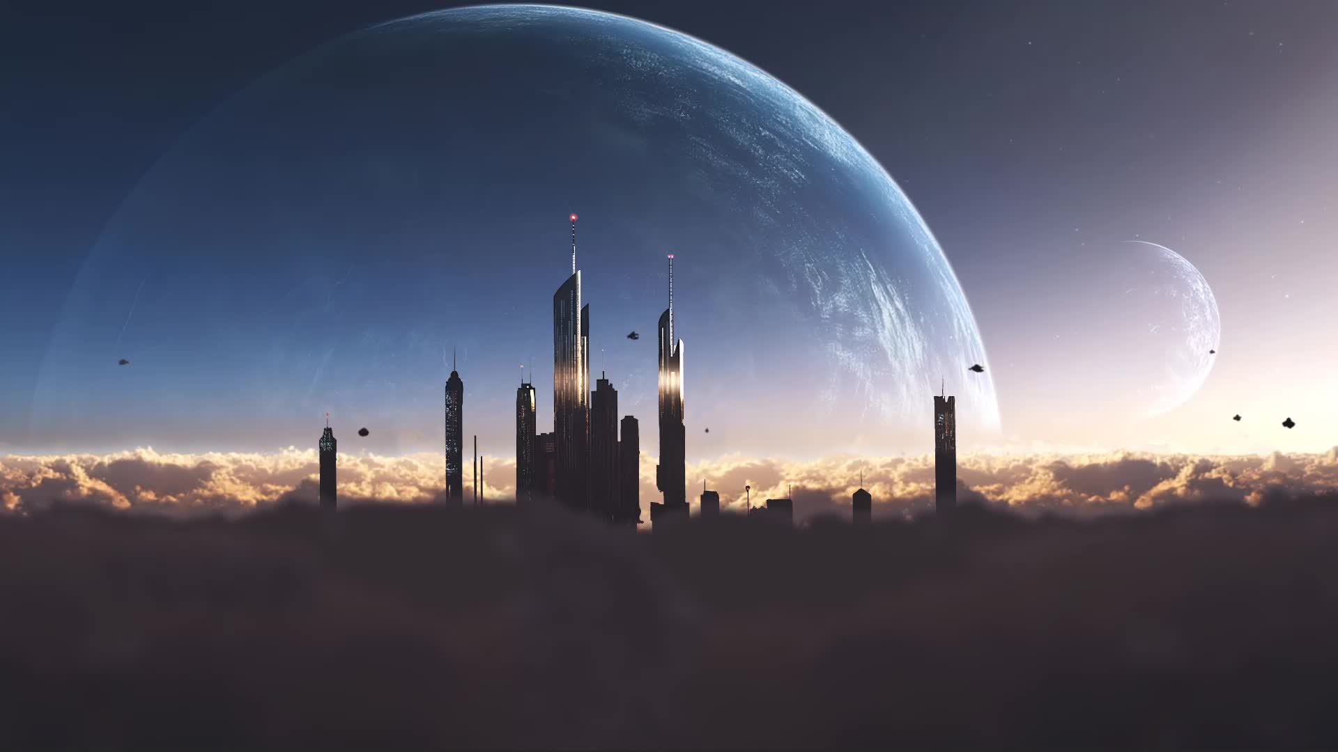 Skyscraper Above Clouds Live Wallpaper for PC