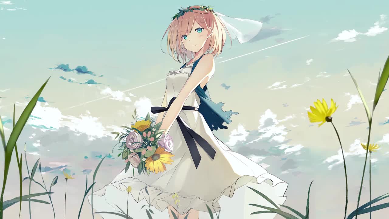 Anime Girl With Flowers HD Live Wallpaper For PC