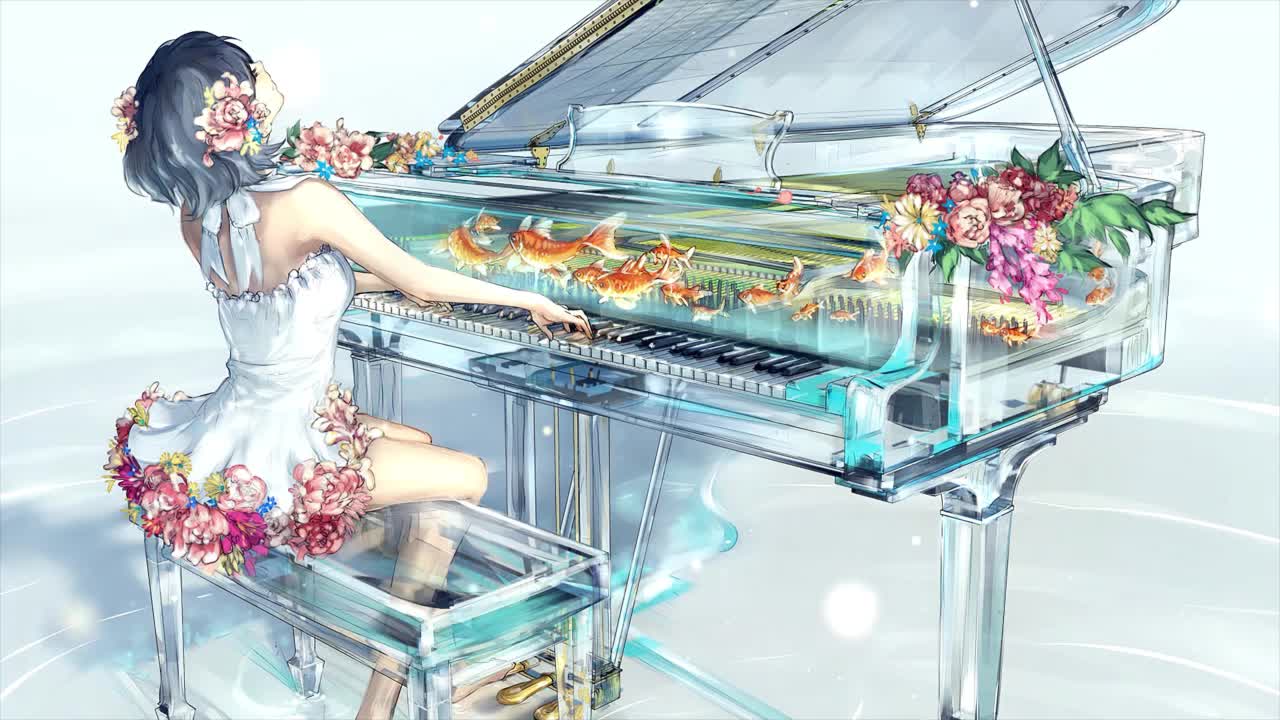 Anime Girl Playing Piano HD Live Wallpaper For PC