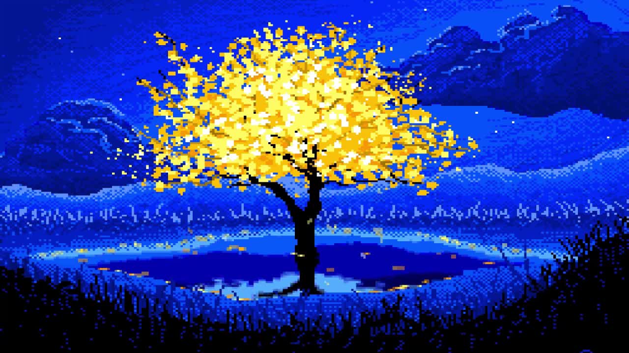 Yellow Autumn Tree Pixel HD Live Wallpaper For PC