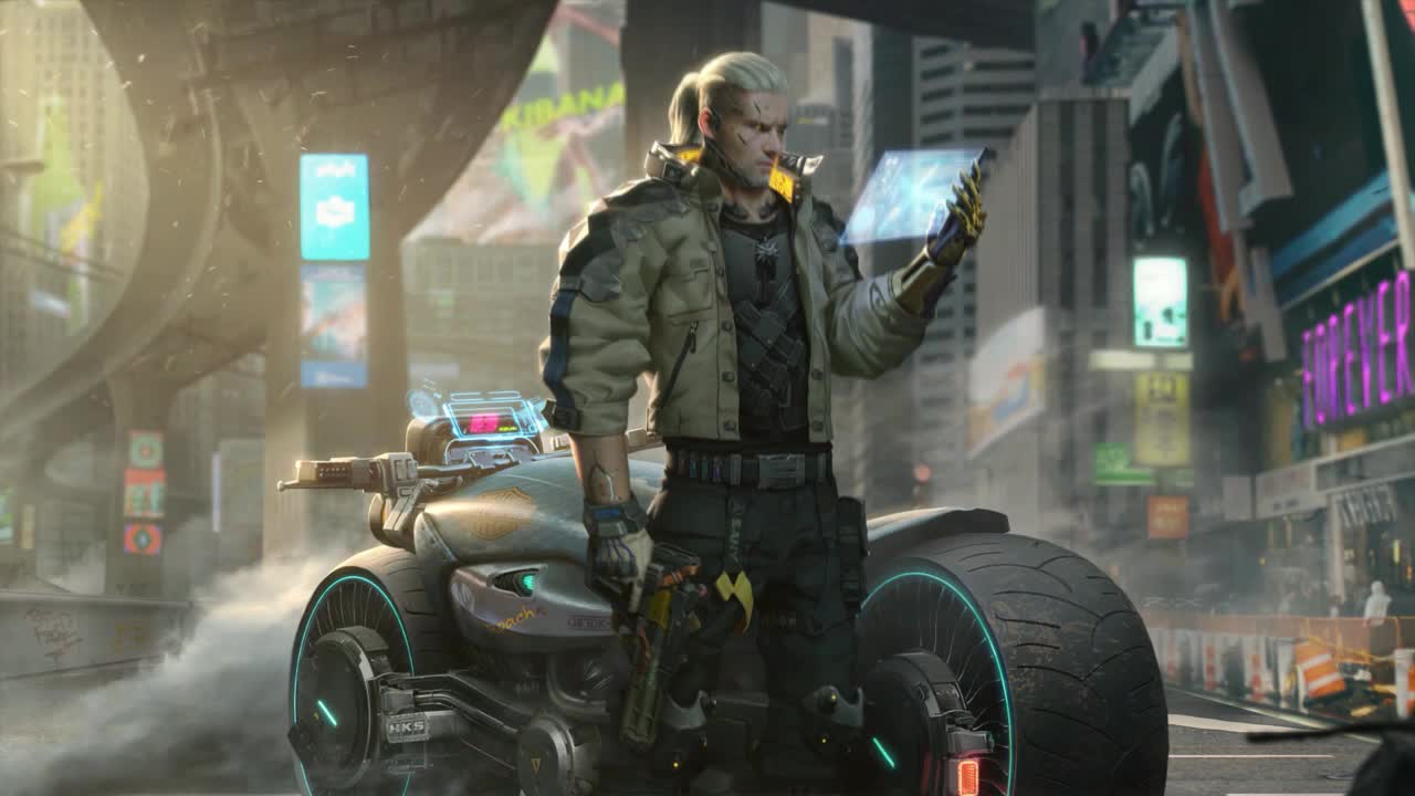 Geralt In Cyberpunk 2077 HD Live Wallpaper For PC