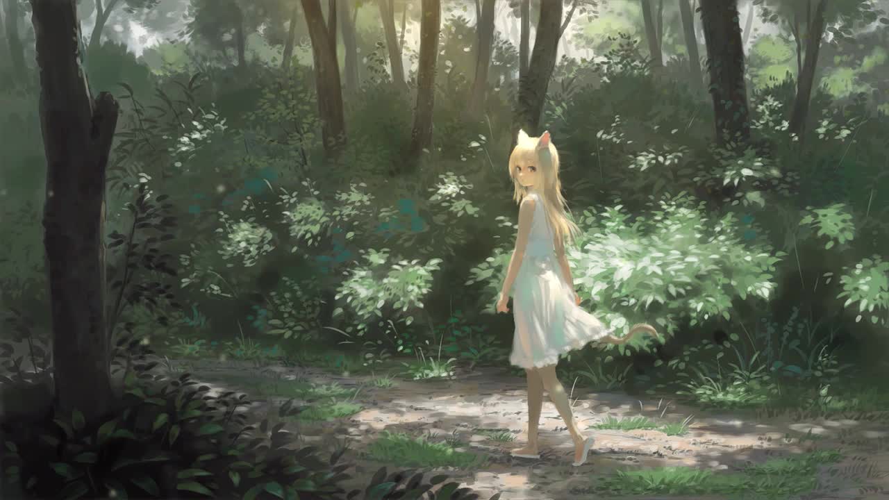 Loli Neko In A Forest HD Live Wallpaper For PC