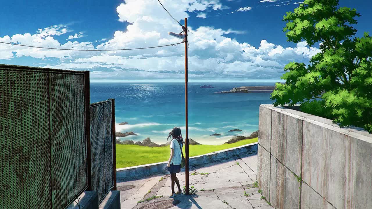 Anime Girl Looking At The Ocean HD Live Wallpaper For PC