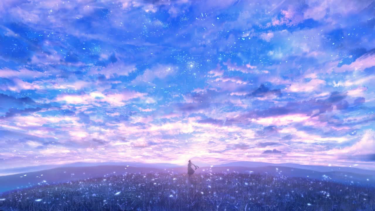 Anime Girl Under The Beautiful Sky HD Live Wallpaper For PC
