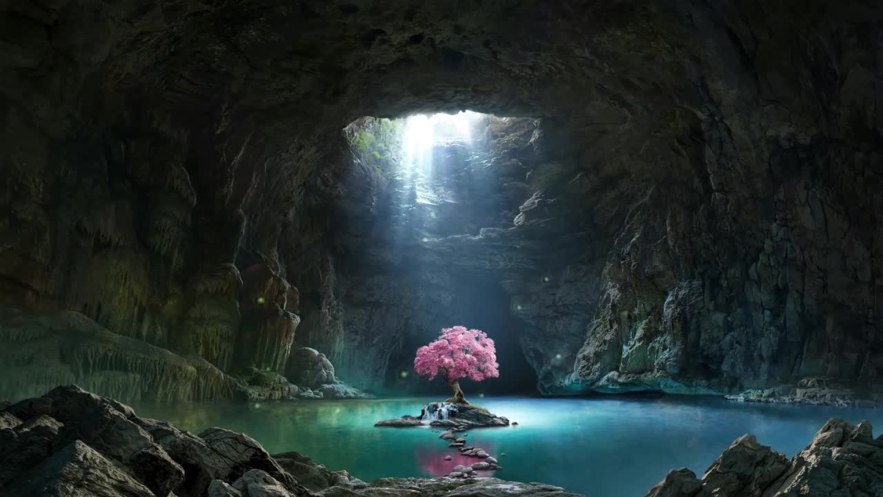 Cave Lake HD Live Wallpaper For PC