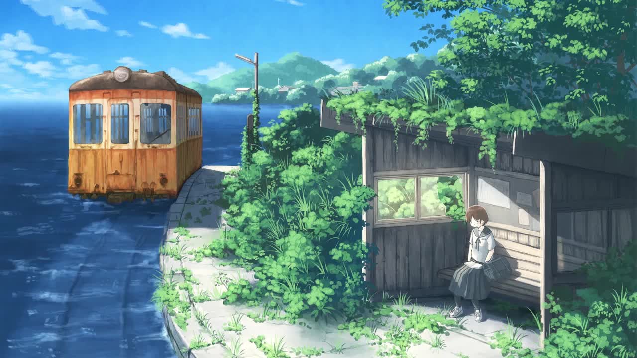 Anime Girl Waiting At The Abandoned Train Station HD Live Wallpaper For PC