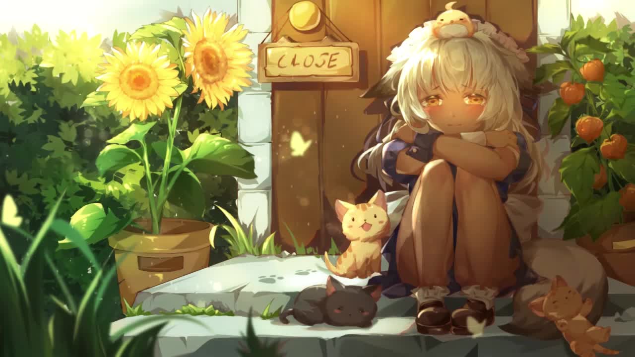 Loli Neko Girl Maid Playing With Cats HD Live Wallpaper For PC