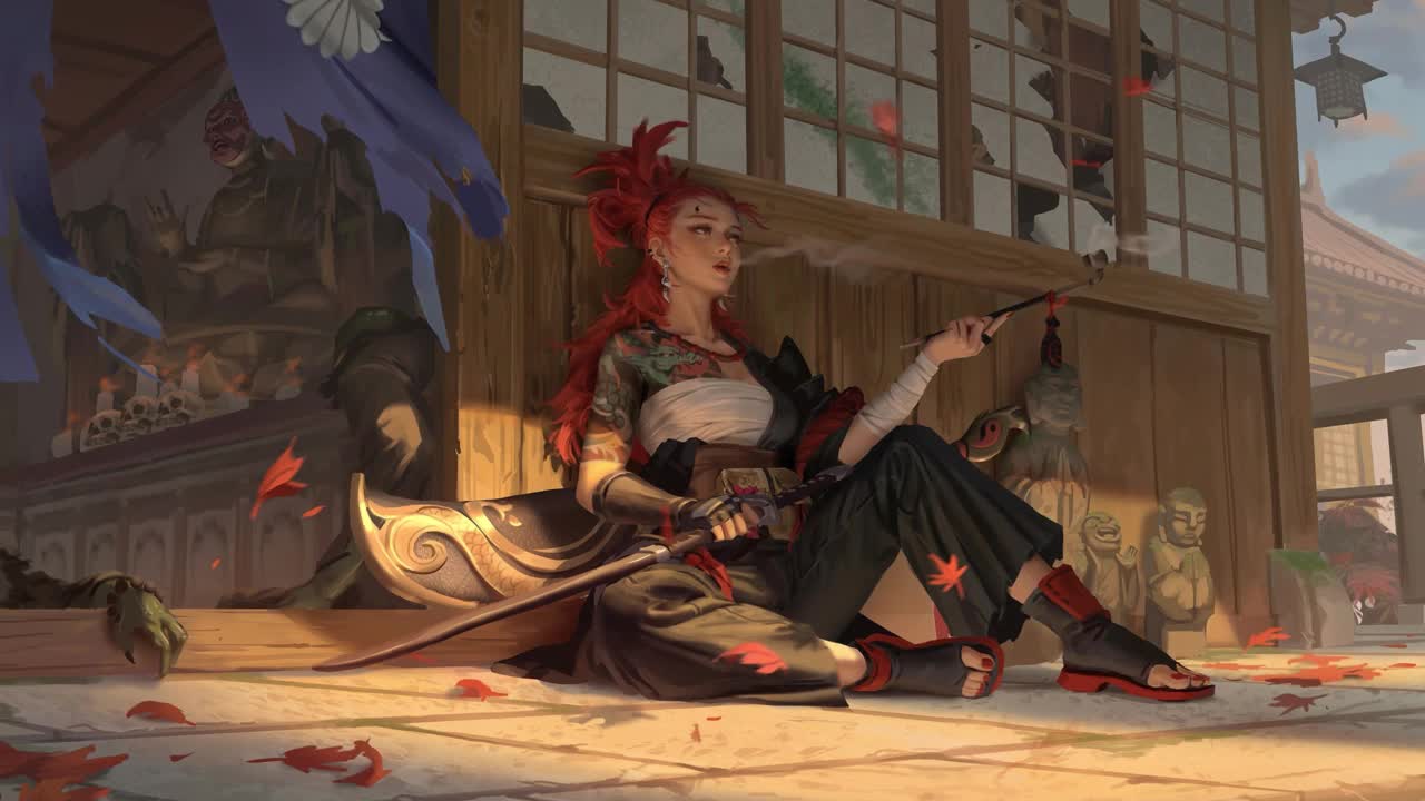 Samurai Girl Smoking HD Live Wallpaper For PC