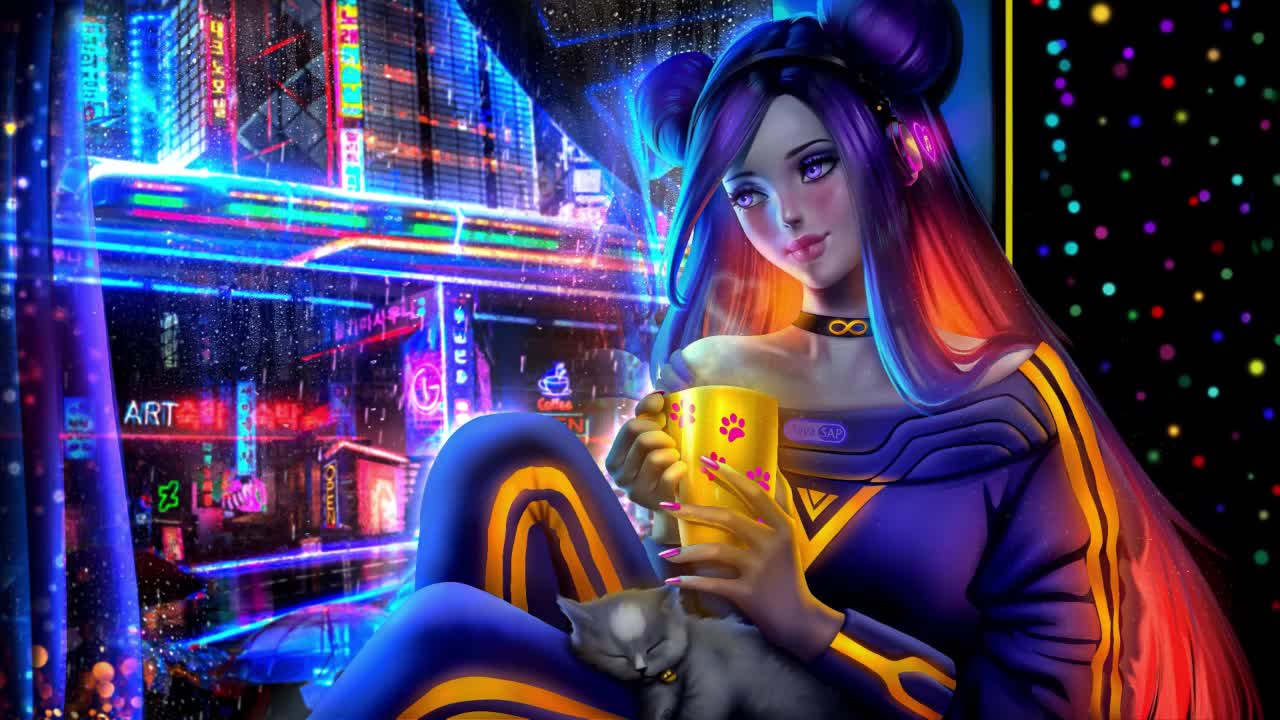 Cyberpunk Girl Relaxing HD Live Wallpaper For PC