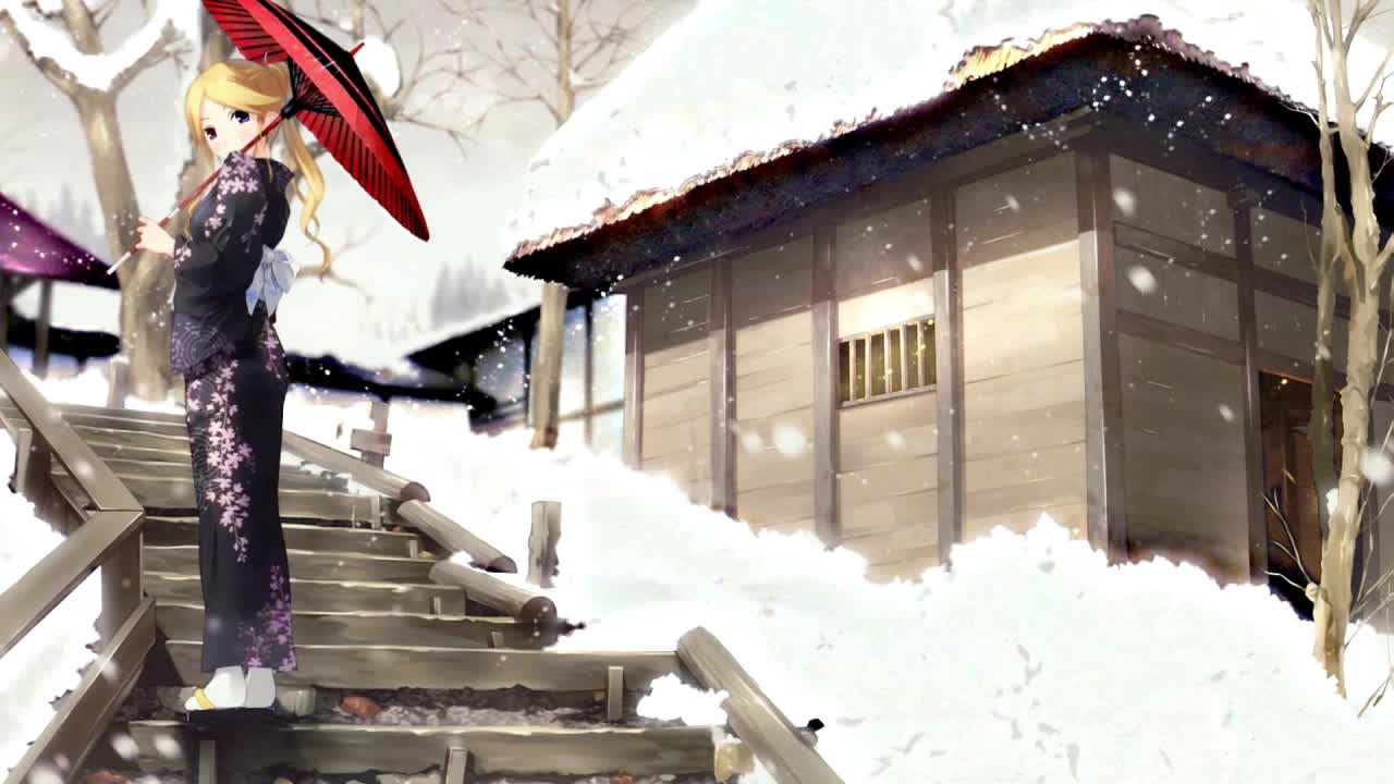 Anime Girl Standing In The Snow HD Live Wallpaper For PC