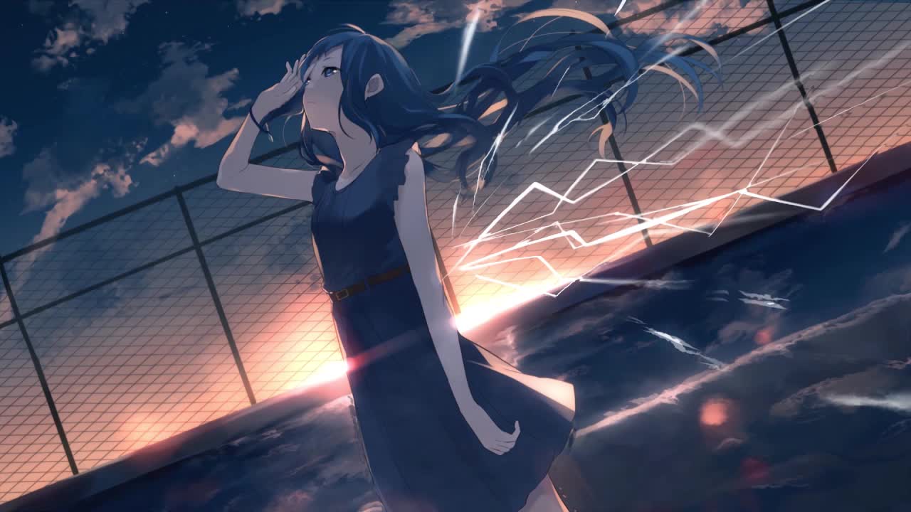 Anime Girl On The Rooftop HD Live Wallpaper For PC