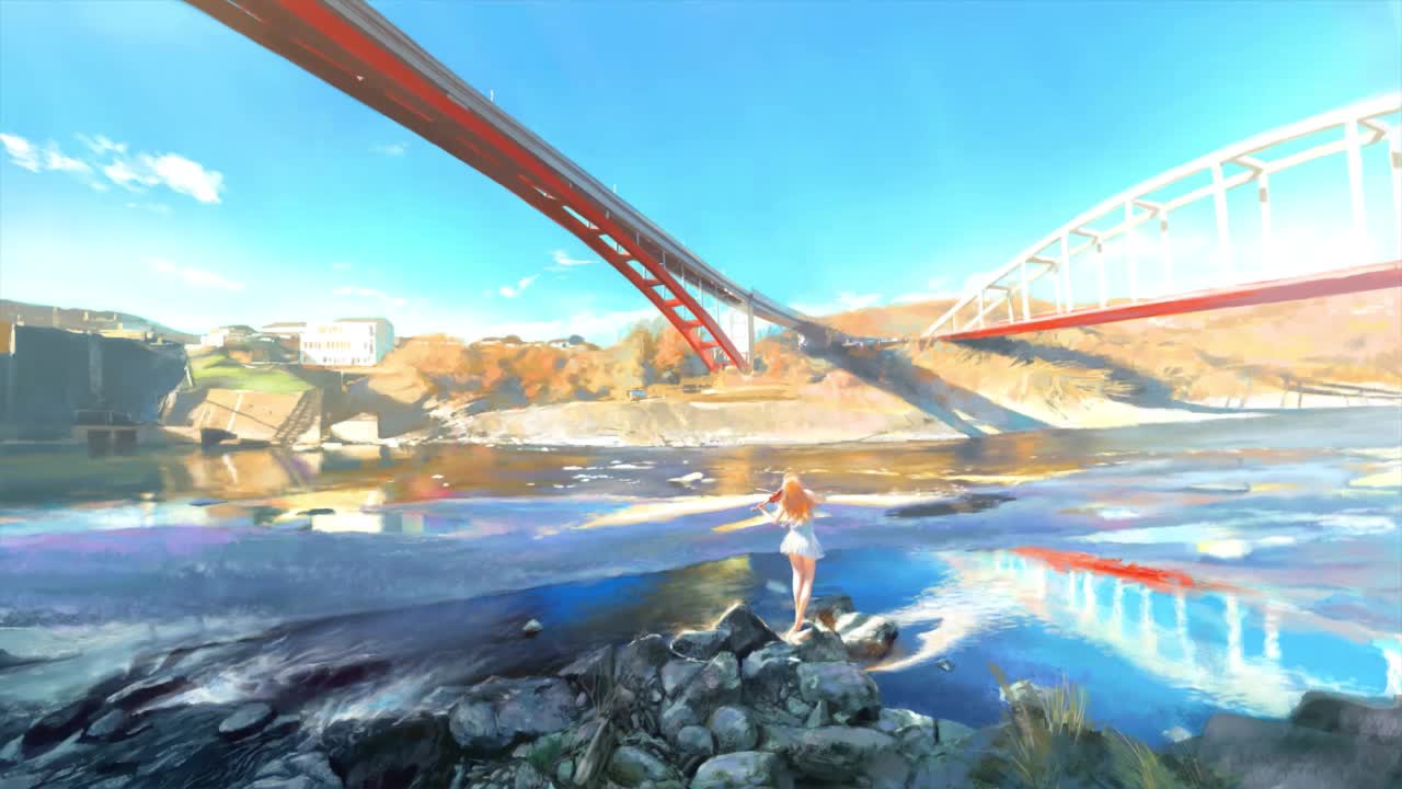 Anime Girl Playing Violin At The Sea HD Live Wallpaper For PC