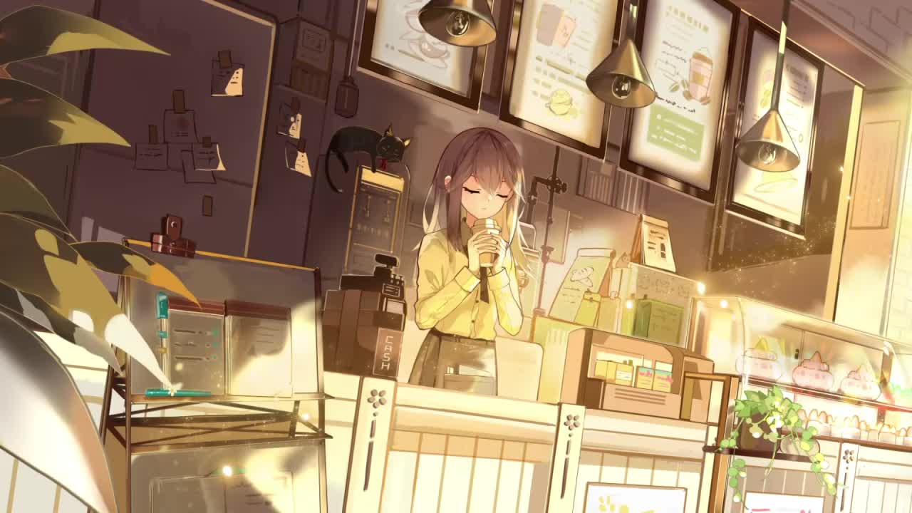 Anime Girl Coffee Shop HD Live Wallpaper For PC