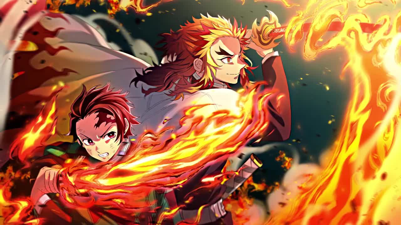 Rengoku And Tanjiro Fire Katana Kimetsu No Yaiba HD Live Wallpaper For PC