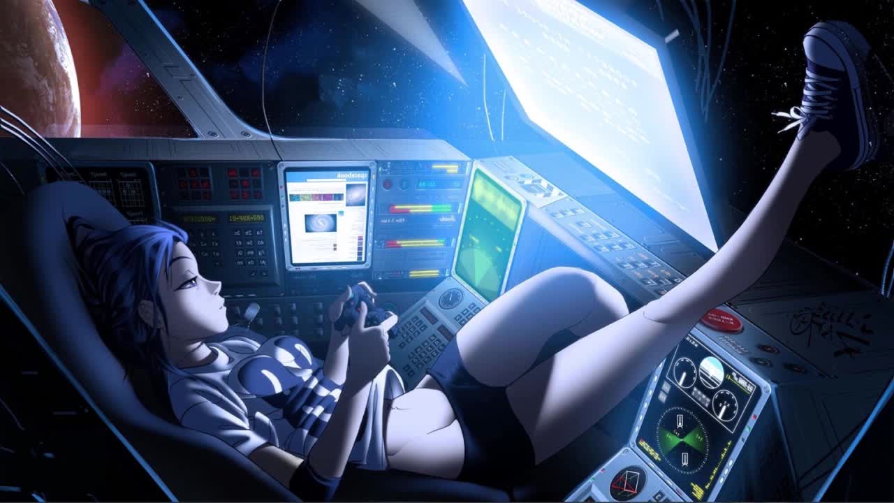 Space Gamer Girl HD Live Wallpaper For PC