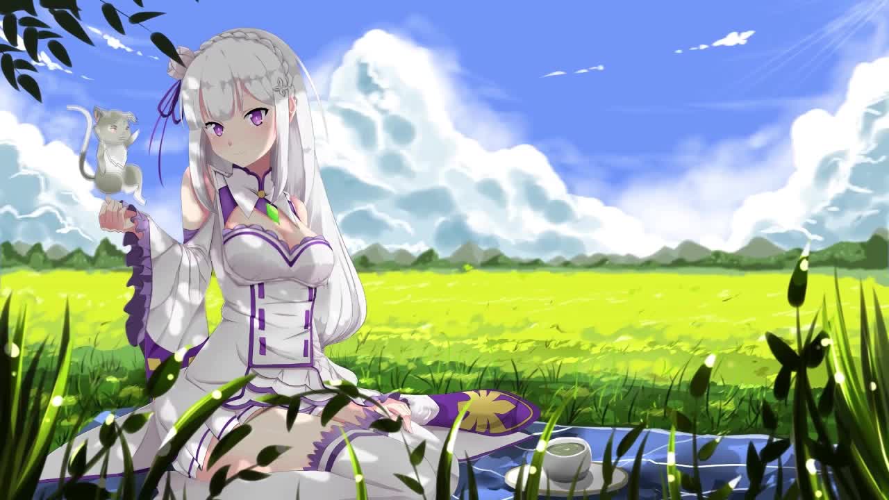 Emilia And Puck In The Field Re Zero HD Live Wallpaper For PC