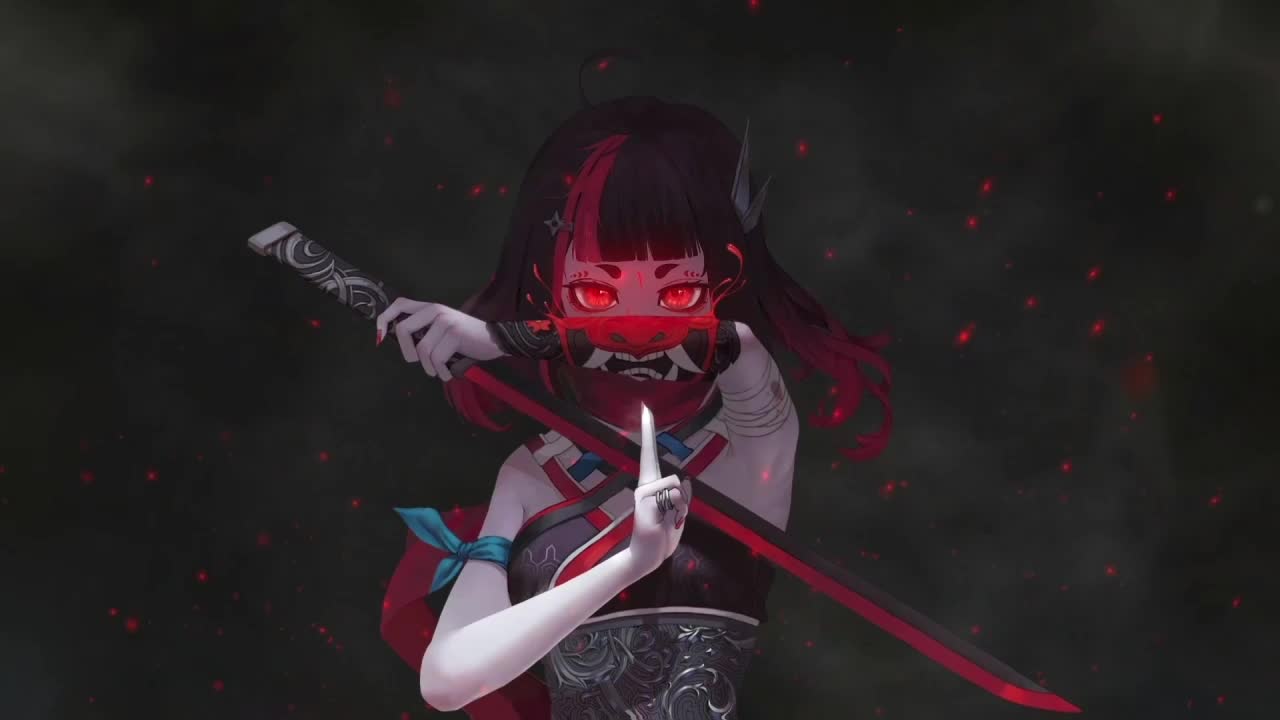 Ninja Anime Girl Oni Mask HD Live Wallpaper For PC