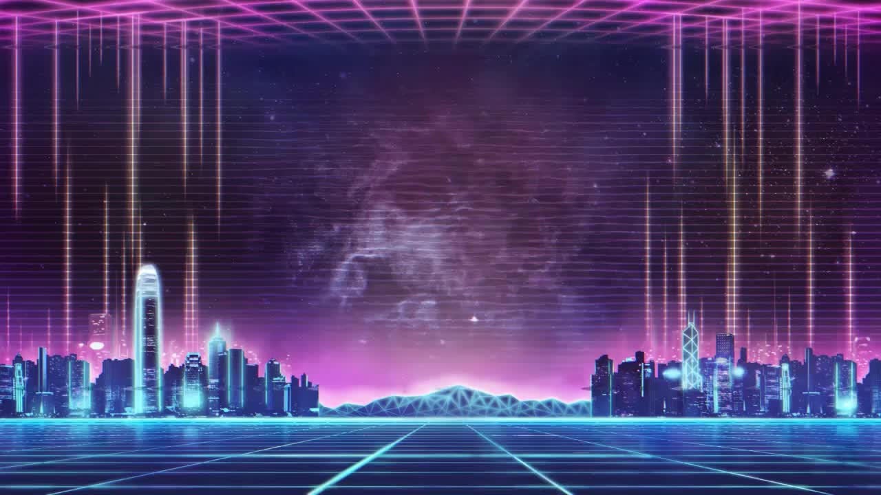 Abstract City Buildings Neon HD Live Wallpaper For PC