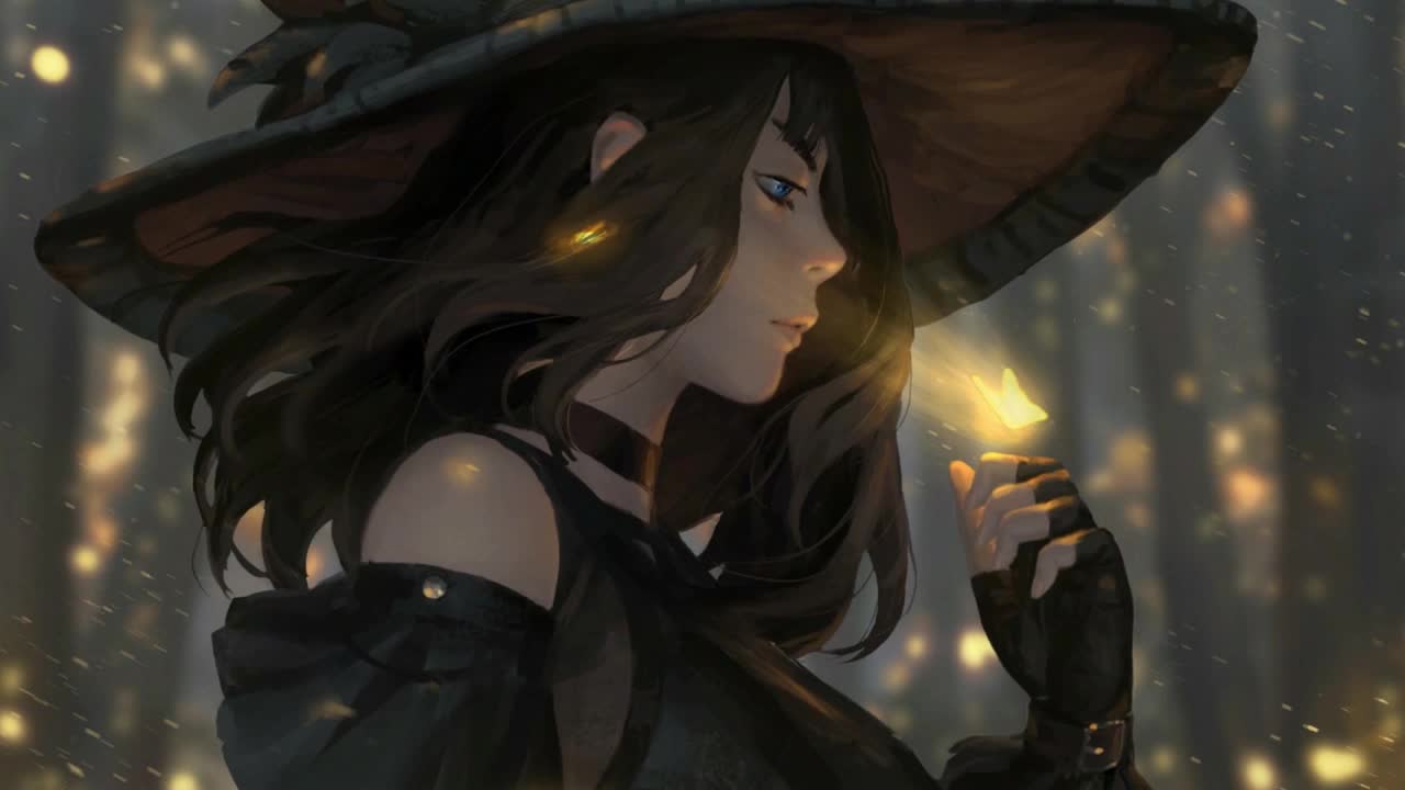 Fantasy Witch And A Glowing Butterfly HD Live Wallpaper For PC