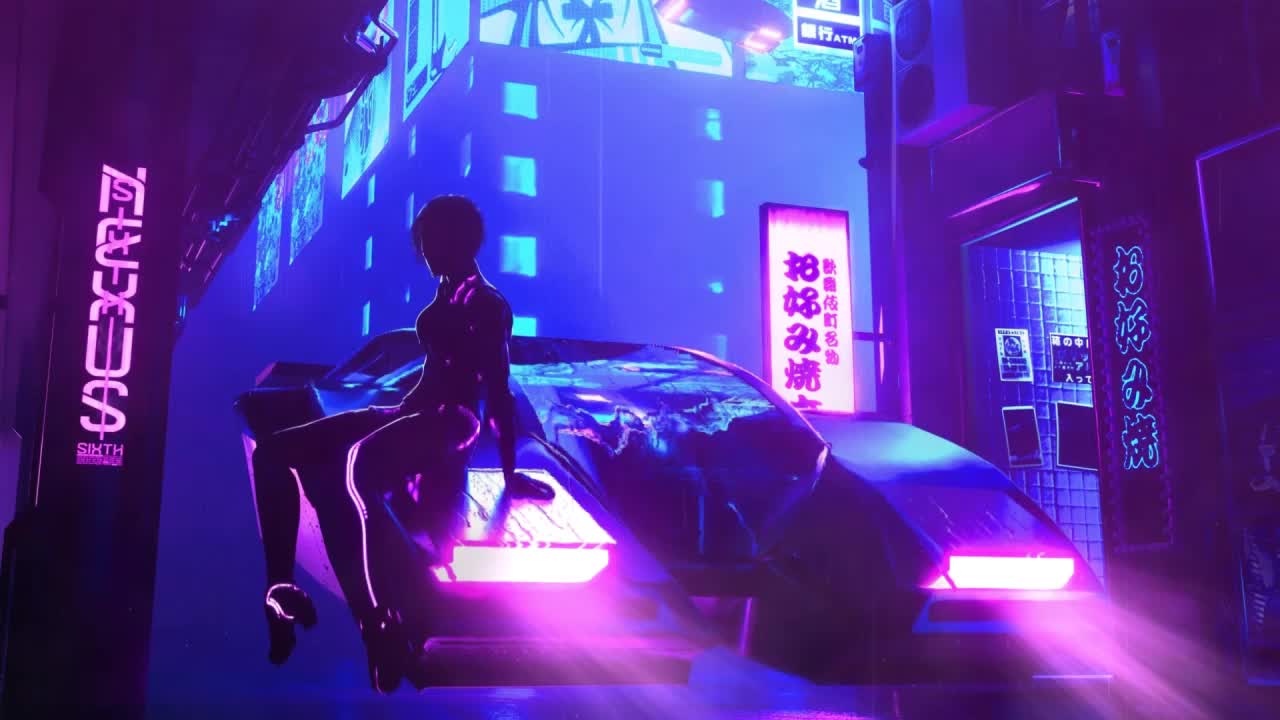Cyberpunk Girl And Supercar HD Live Wallpaper For PC