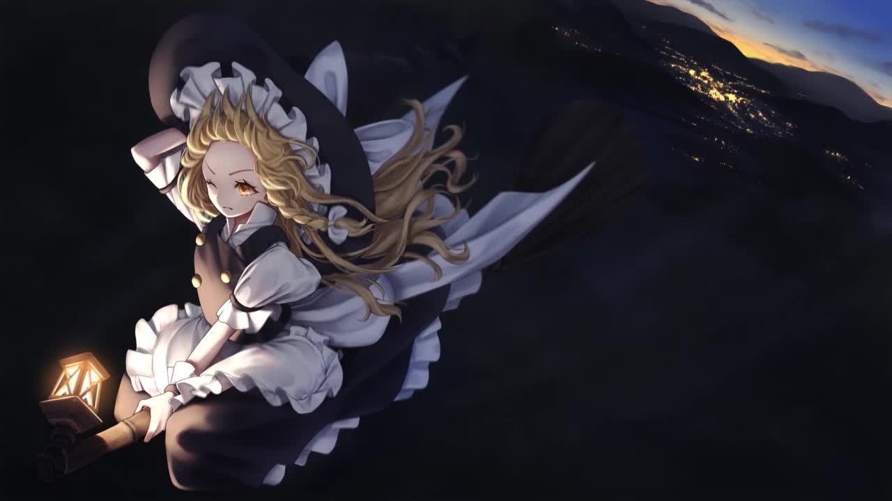 Marisa Kirisame Flying A Broom In The Sky Touhou Project 1 HD Live Wallpaper For PC