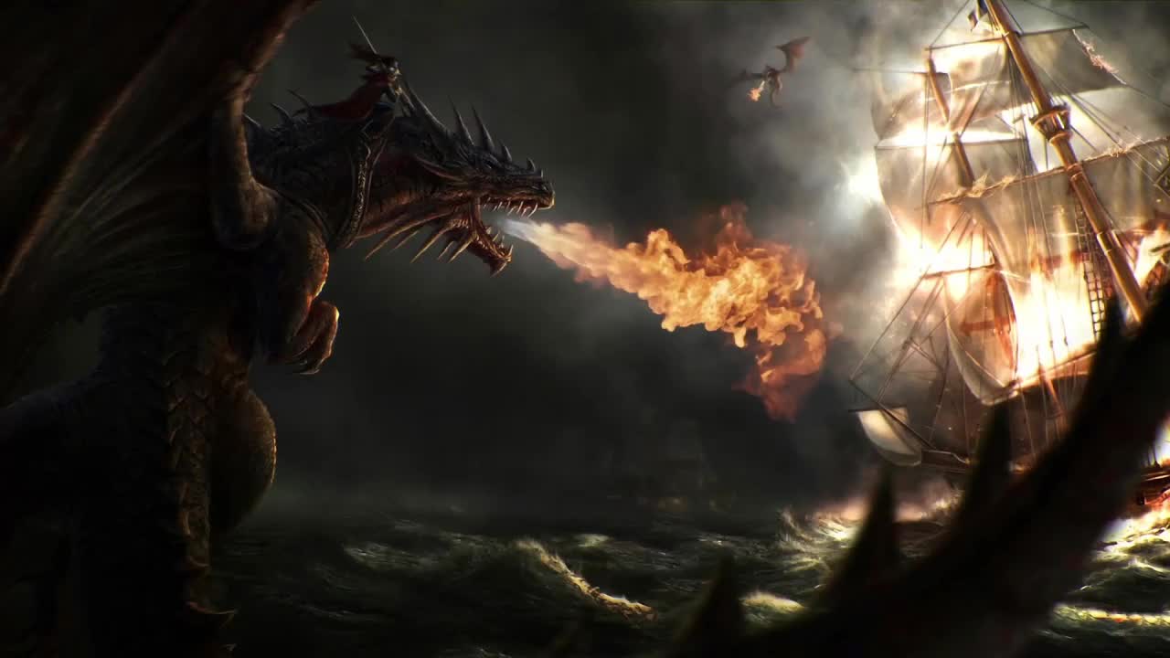 Dragon Attacking The Ship HD Live Wallpaper For PC