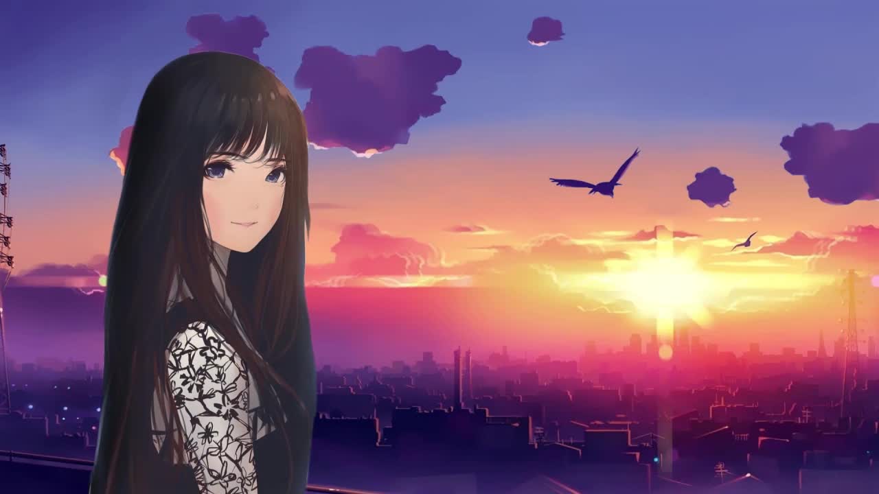 Anime Girl Sunset HD Live Wallpaper For PC