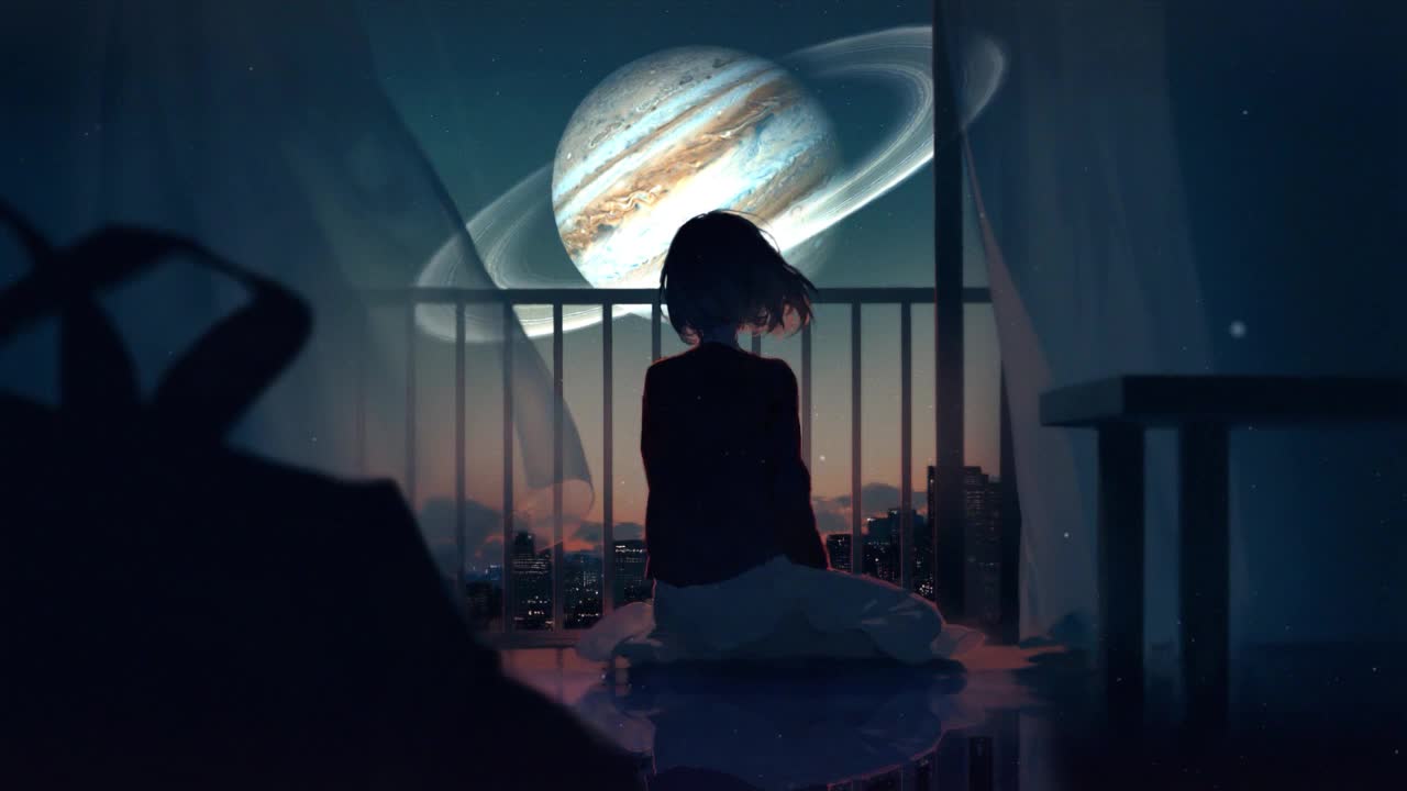 Anime Girl And Jupiter HD Live Wallpaper For PC